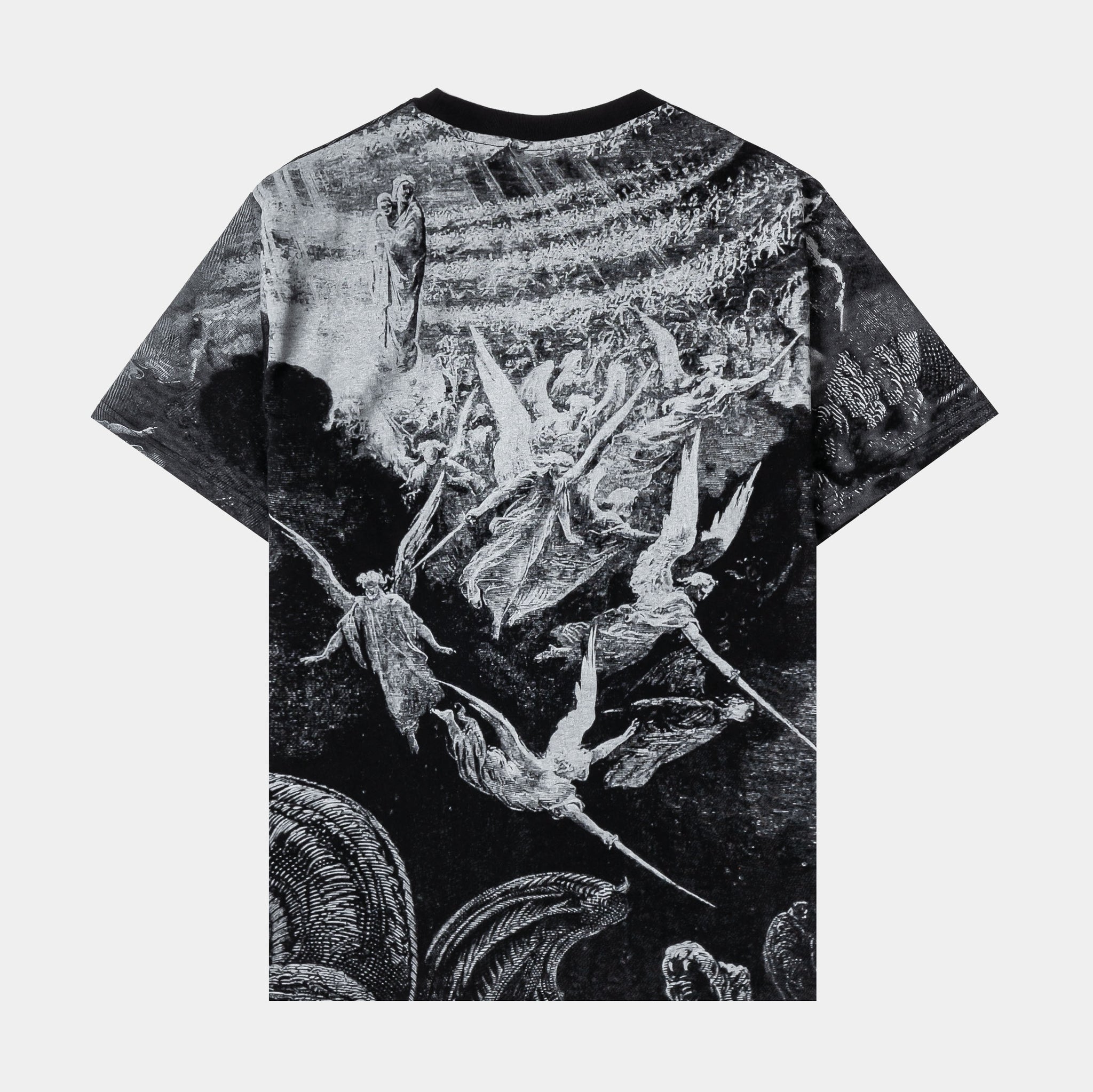 CTHDRL Biblical Washed Mens Short Sleeve Shirt Black White MRSS206