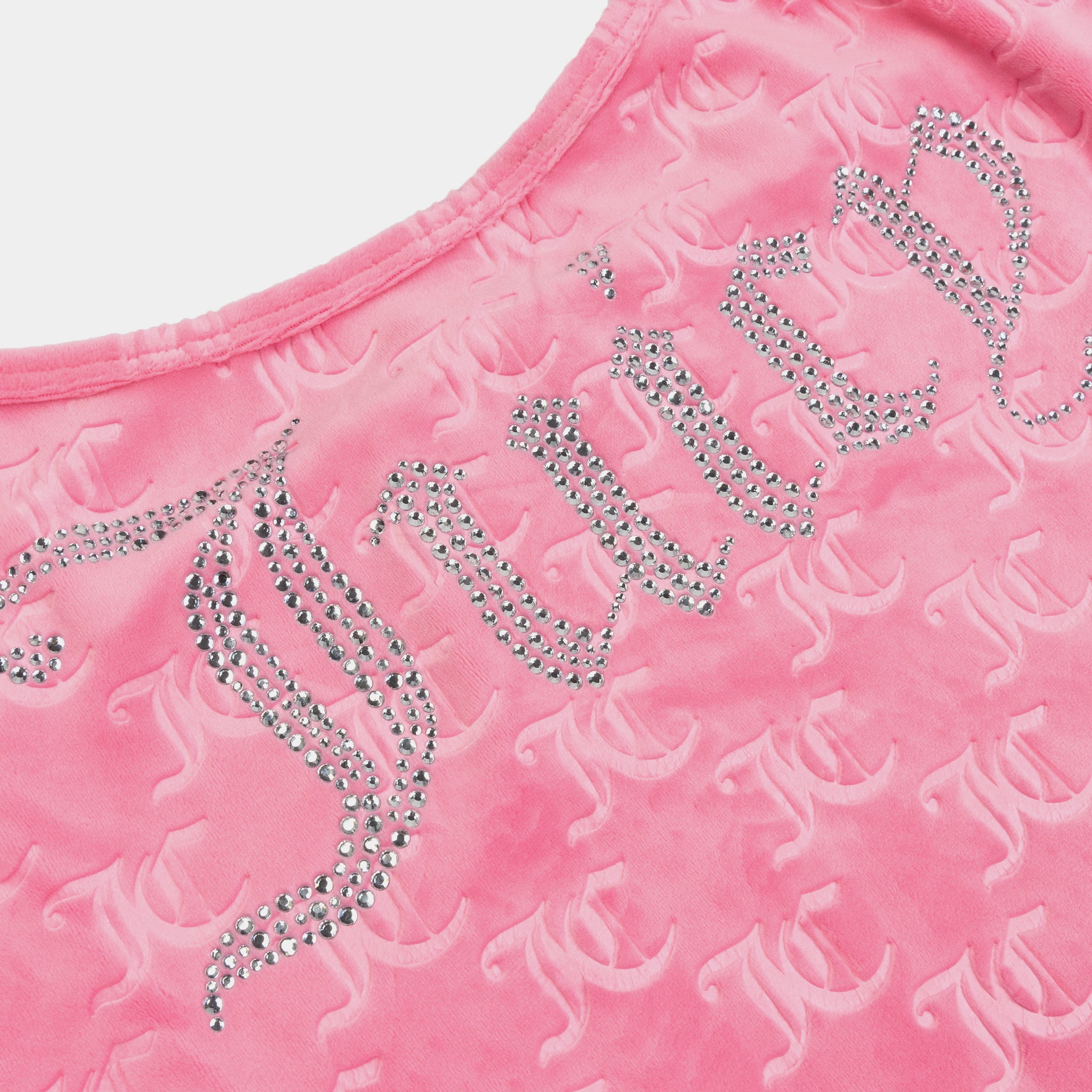 JUICY COUTURE Embroidered Hot Fix Velour Womens Dress (Pink)