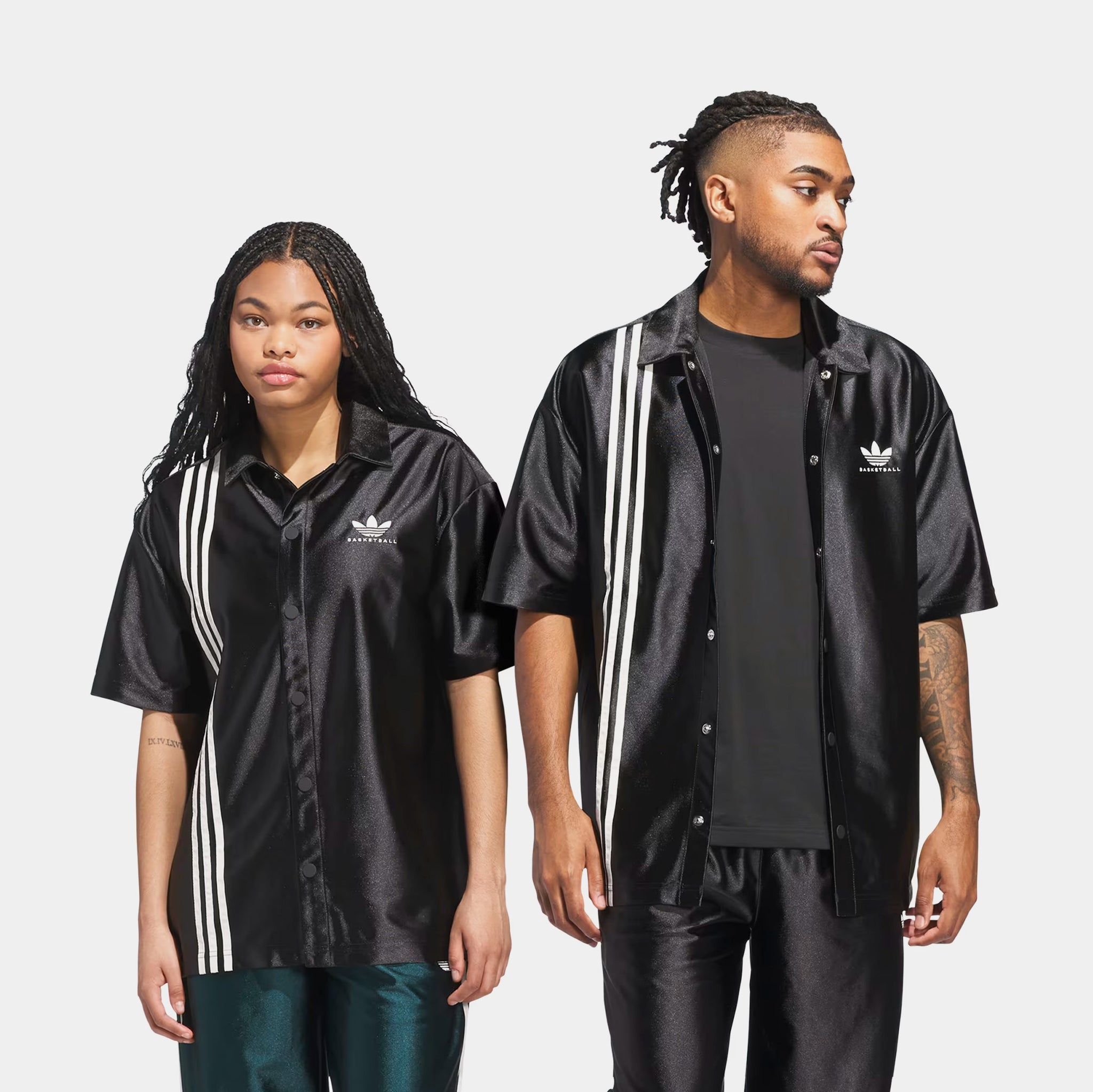 adidas Summer Shooting Button Up Mens Short Sleeve Shirt Black