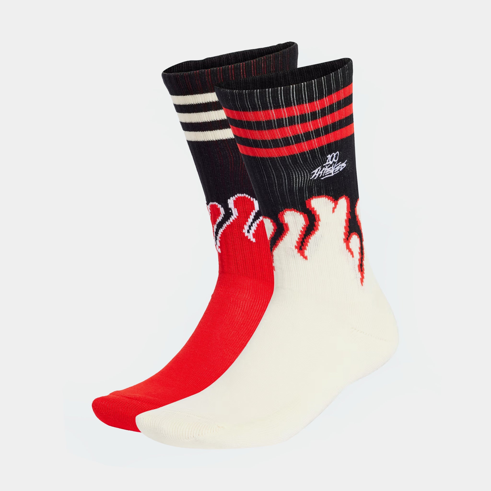adidas 100 Thieves Crew Mens Socks Black Red Beige JE0320 
