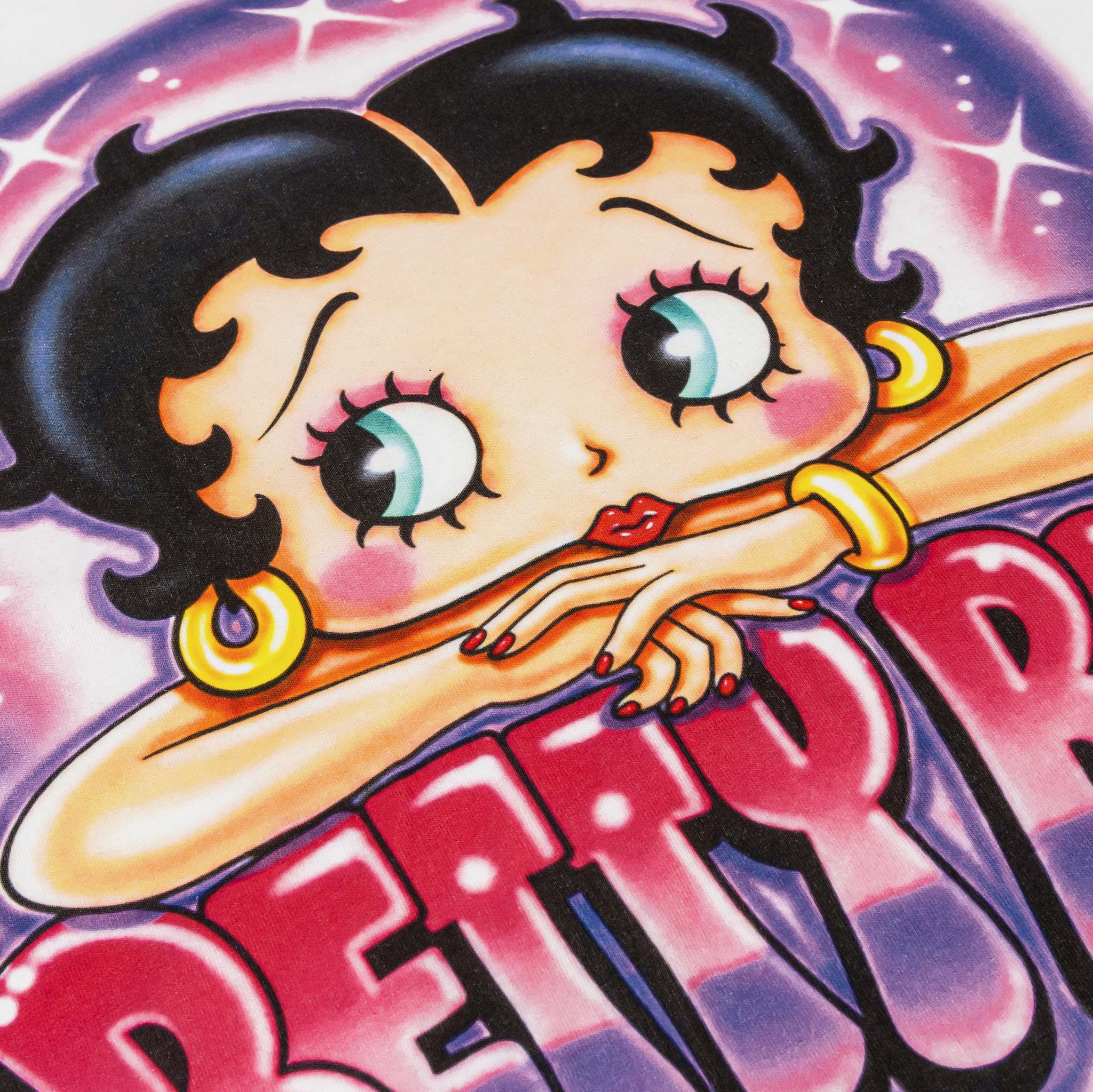 SP x Betty Boop Airbrush Womens Short Sleeve Shirt White Pink