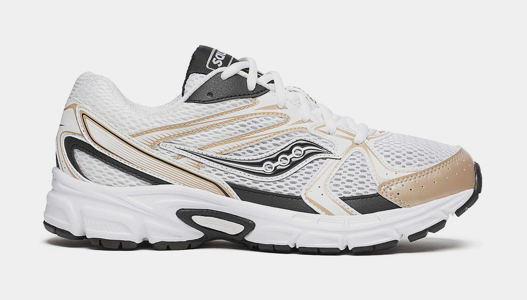Saucony Ride Millennium Mens Running Shoes White Gold Black 