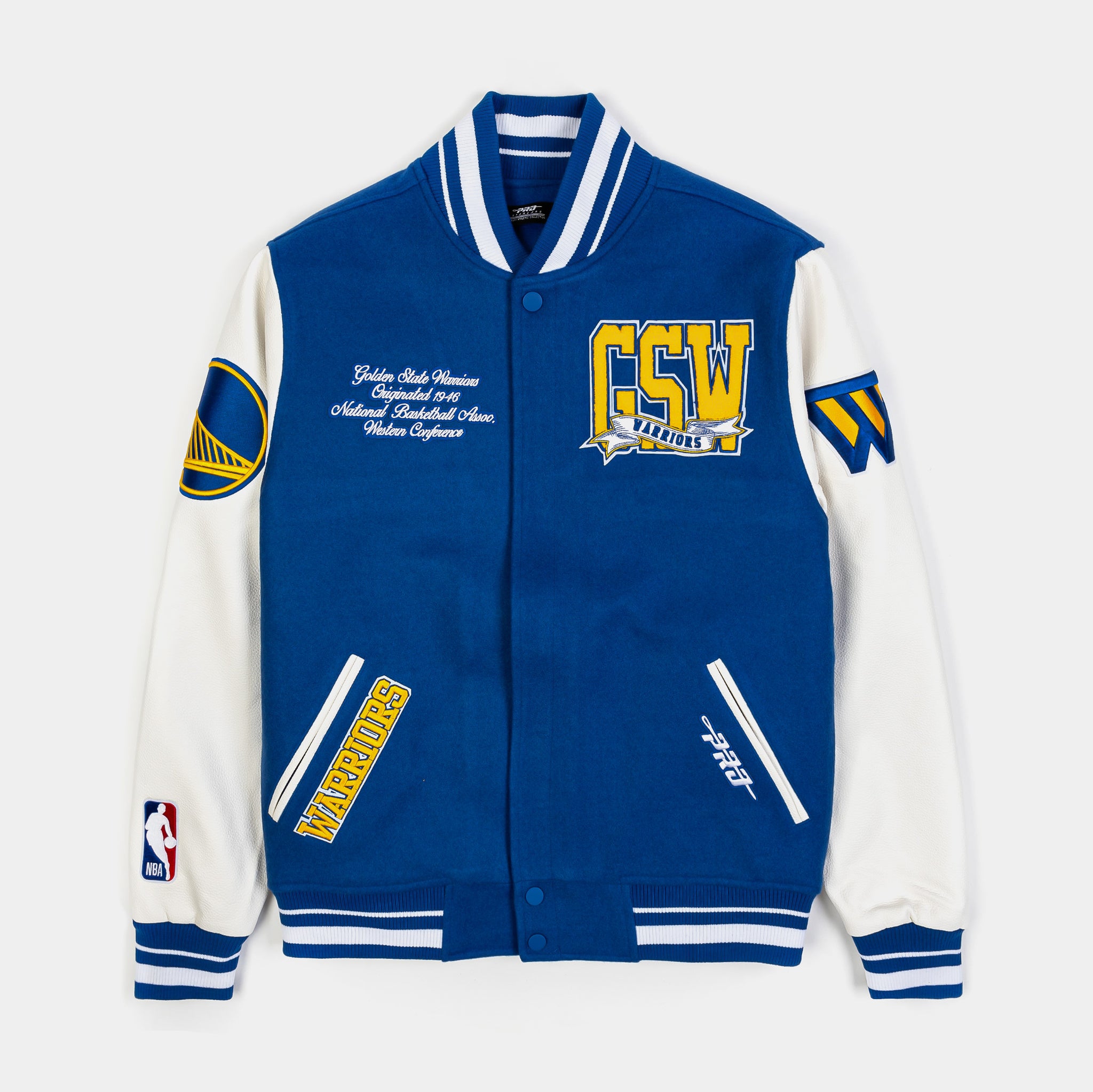 Pro Standard Golden State Warriors Varsity Mens Jacket Blue White