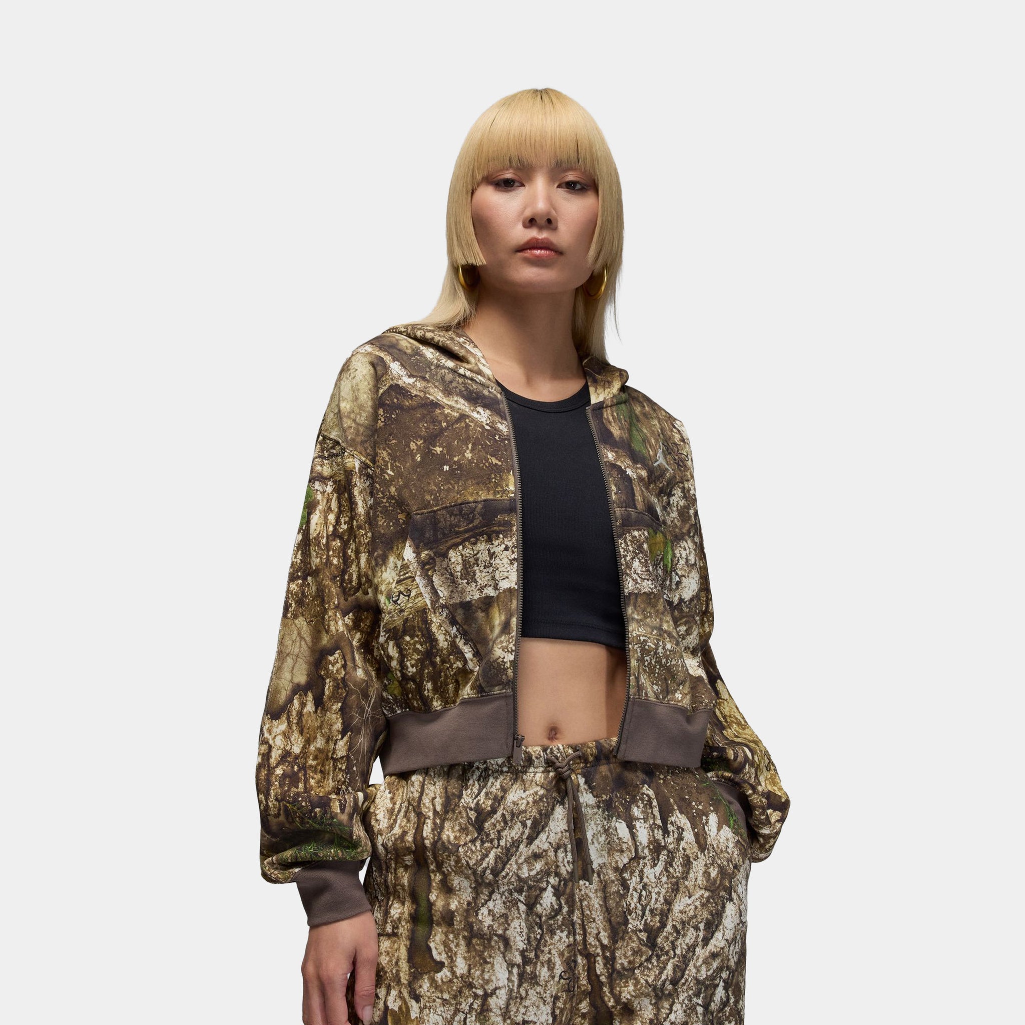 Jordan Brooklyn Fleece RealTree Mod Crop Full Zip Up Womens Jacket