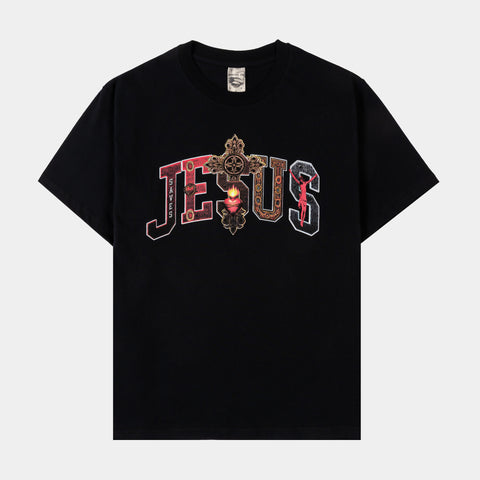 Original Sin Jesus Letters Mens Short Sleeve Shirt Black Red