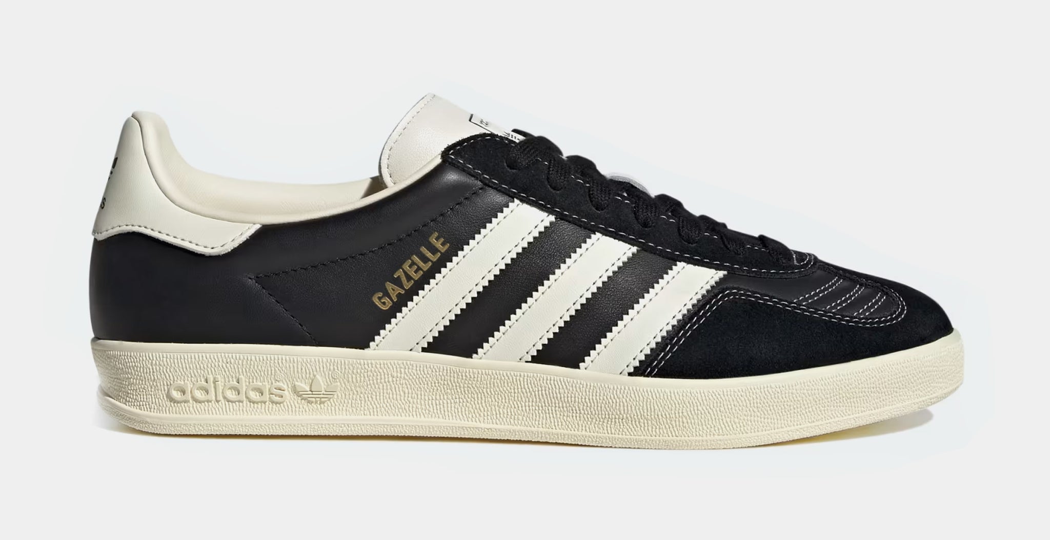 black leather gazelles mens