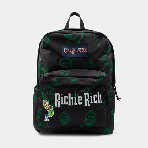 boack jansport backpack JANSPORT Shoe Palace Exclusive Richie Rich Dollar Signs Mens Backpack (Black/Green)