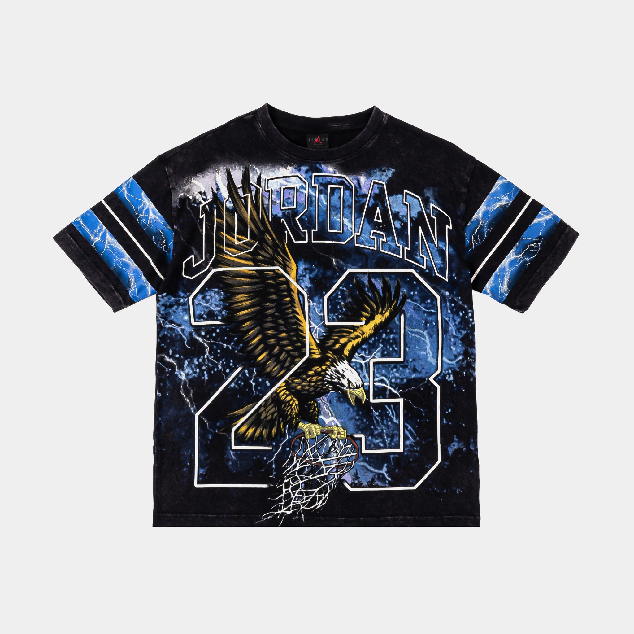 Jordan Soaring High Grade School Short Sleeve Shirt Blue Black