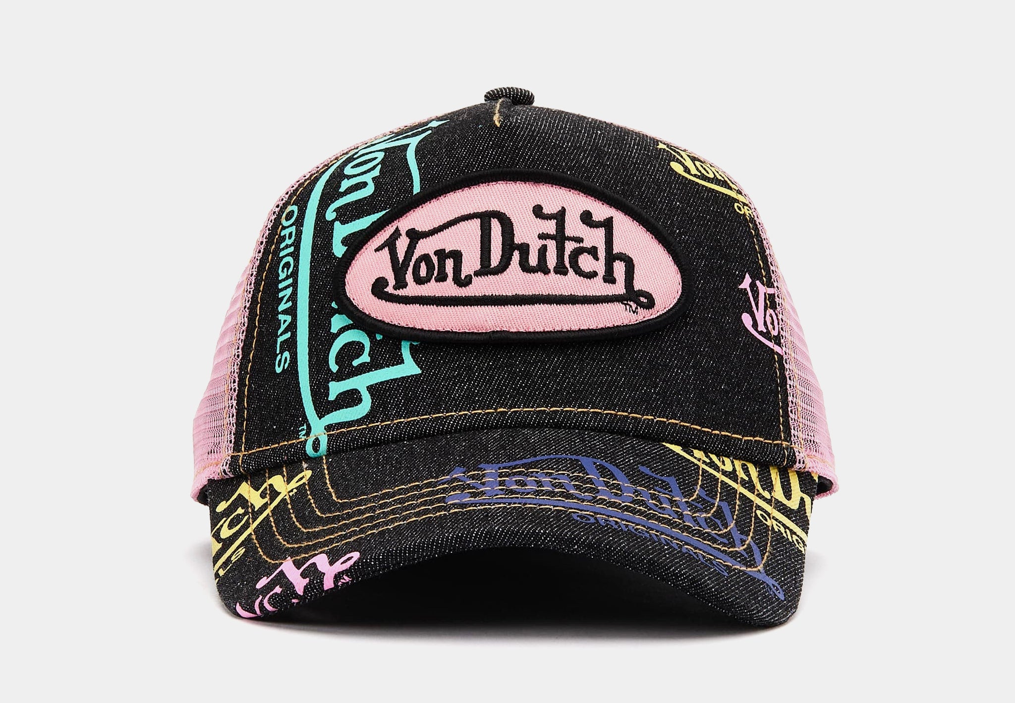 Von Dutch Tagged Trucker Mens Hat Black Pink VDHH0005-011  display picture 2