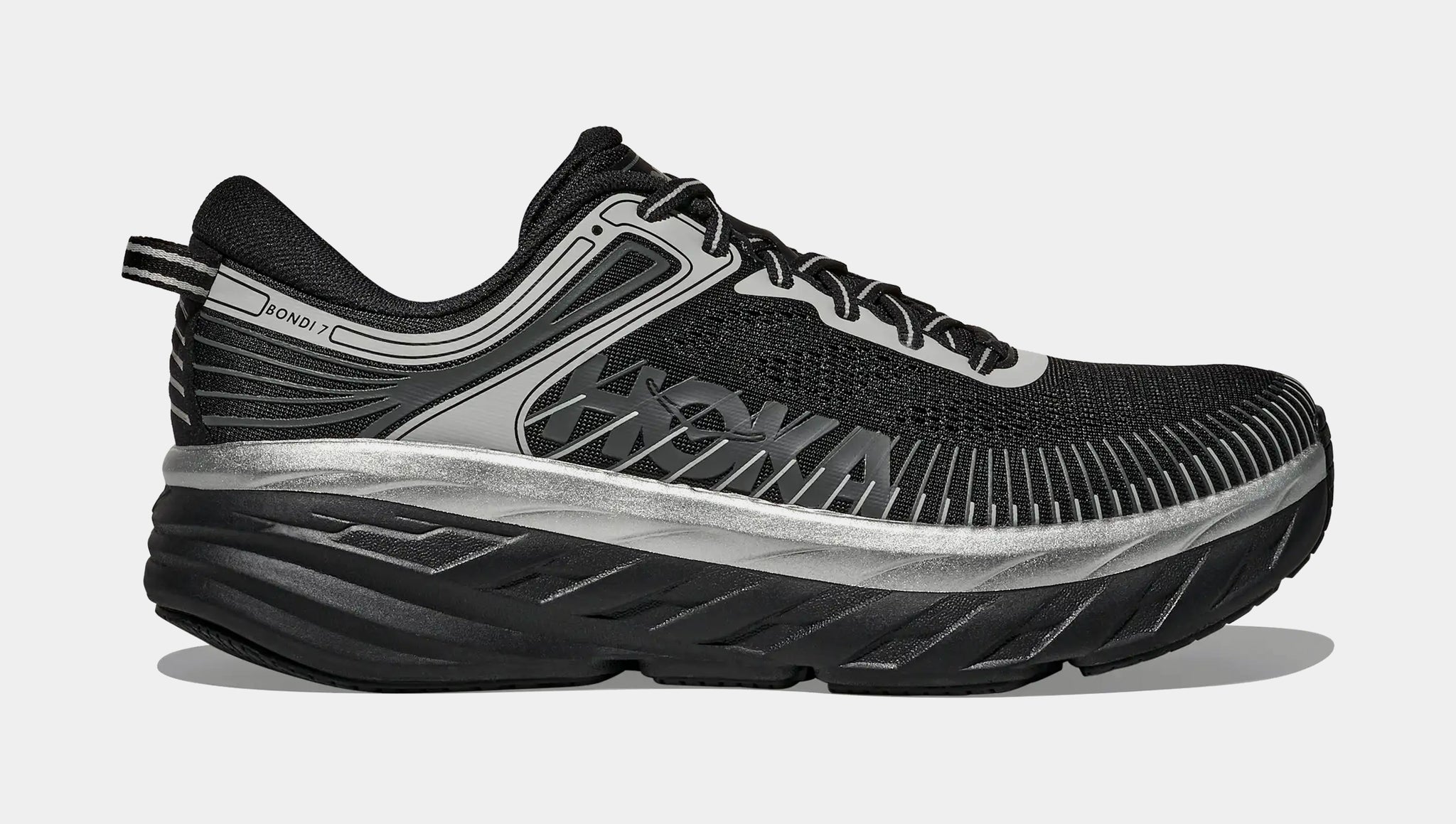 Hoka Bondi 7 Mens Running Shoes Black Stardust 1110518-BKSTR