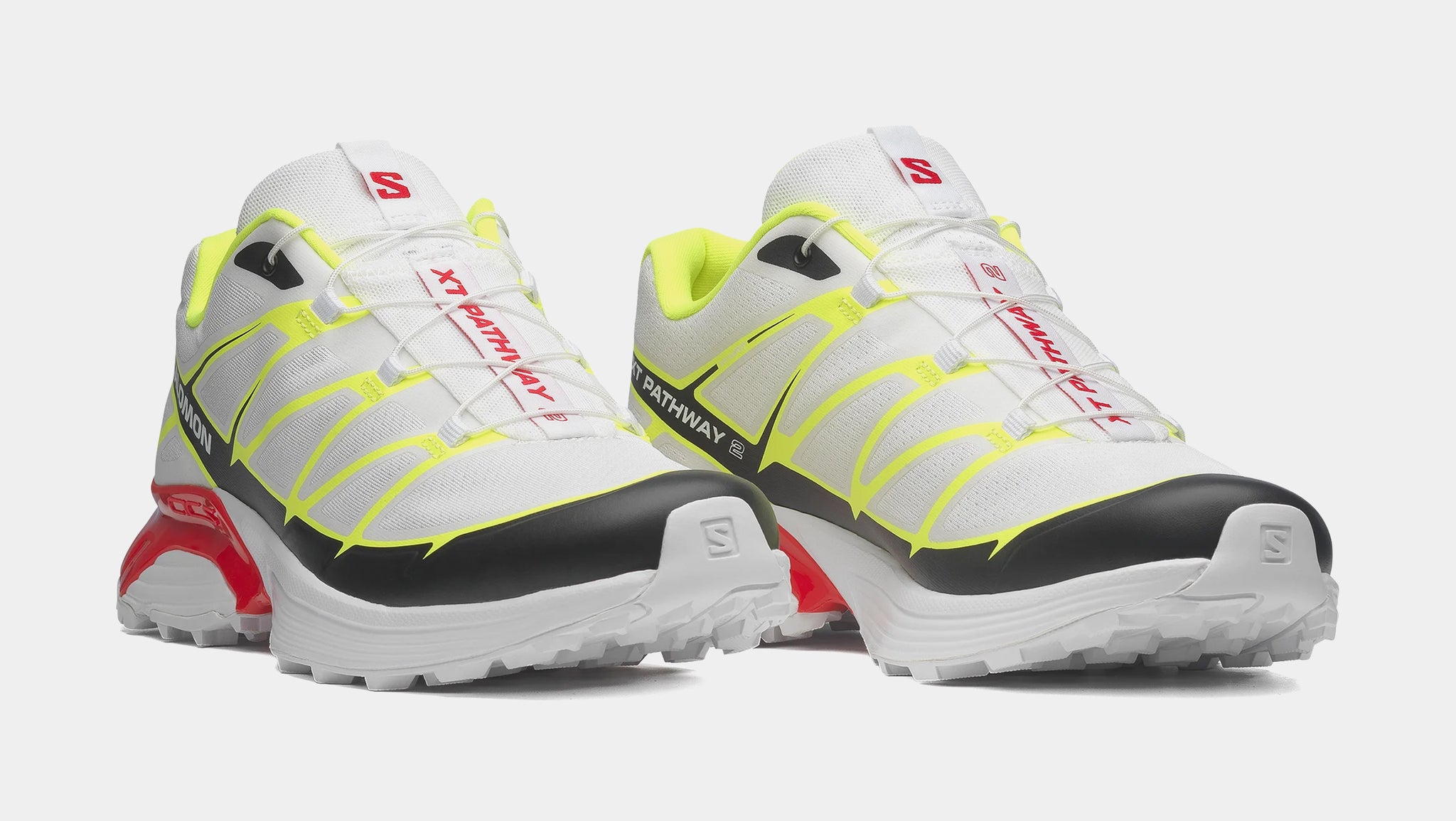 Salomon XT Pathway 2 Mens Running Shoes White Safety Yellow