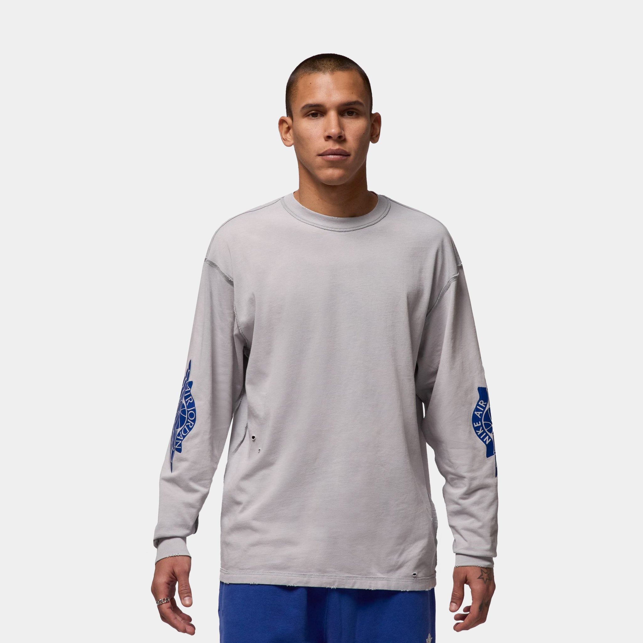 Jordan Rare Air 85 Mens Long Sleeve Shirt Grey Navy IB3134-077 