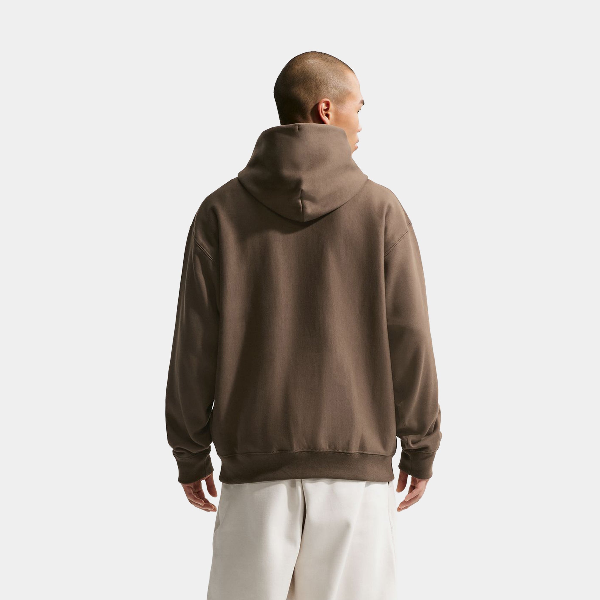 Nike Solo Swoosh Pullover Fleece Mens Hoodie Dark Hazel White