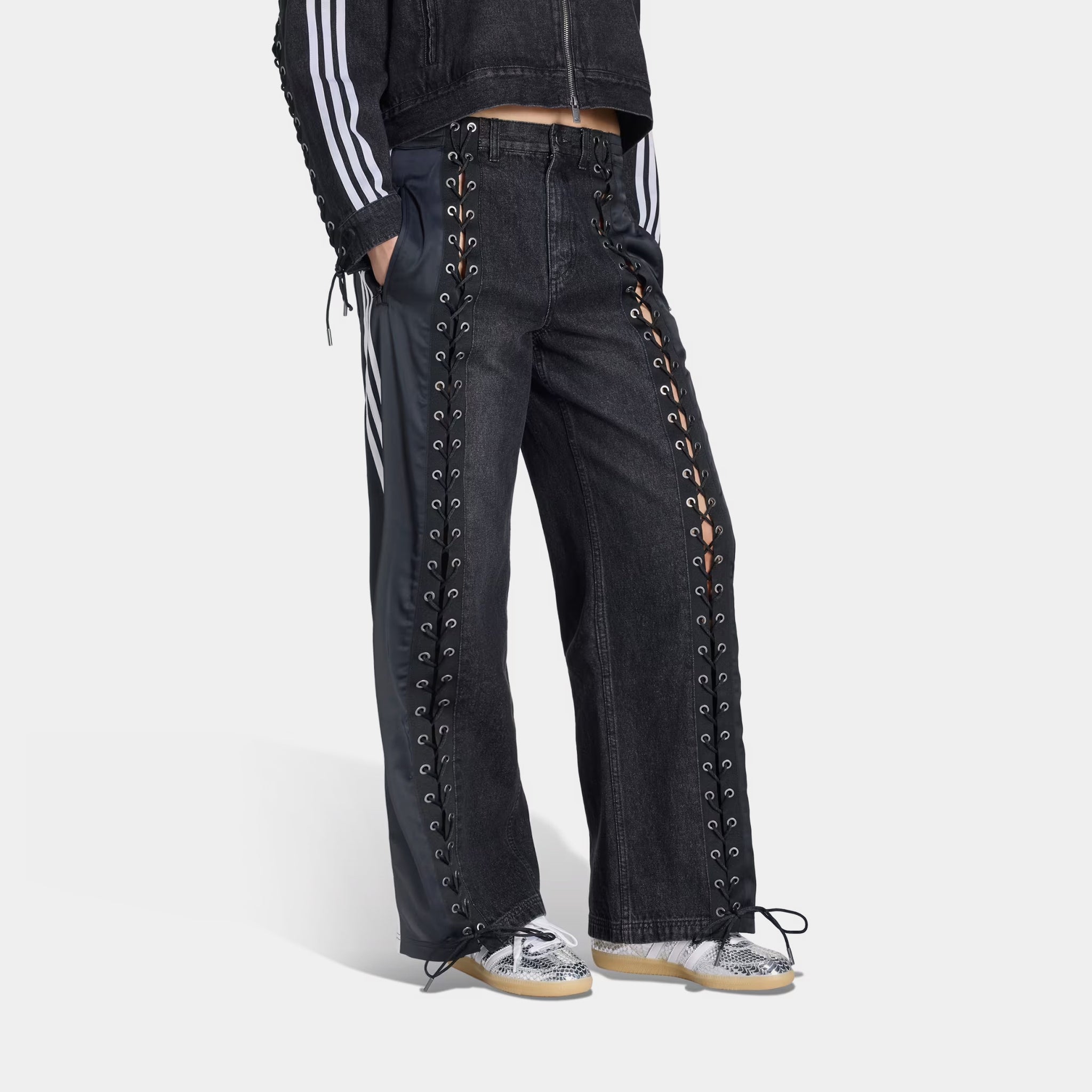 adidas Originals Denim Firebird Lacing Womens Pants Black KS3878