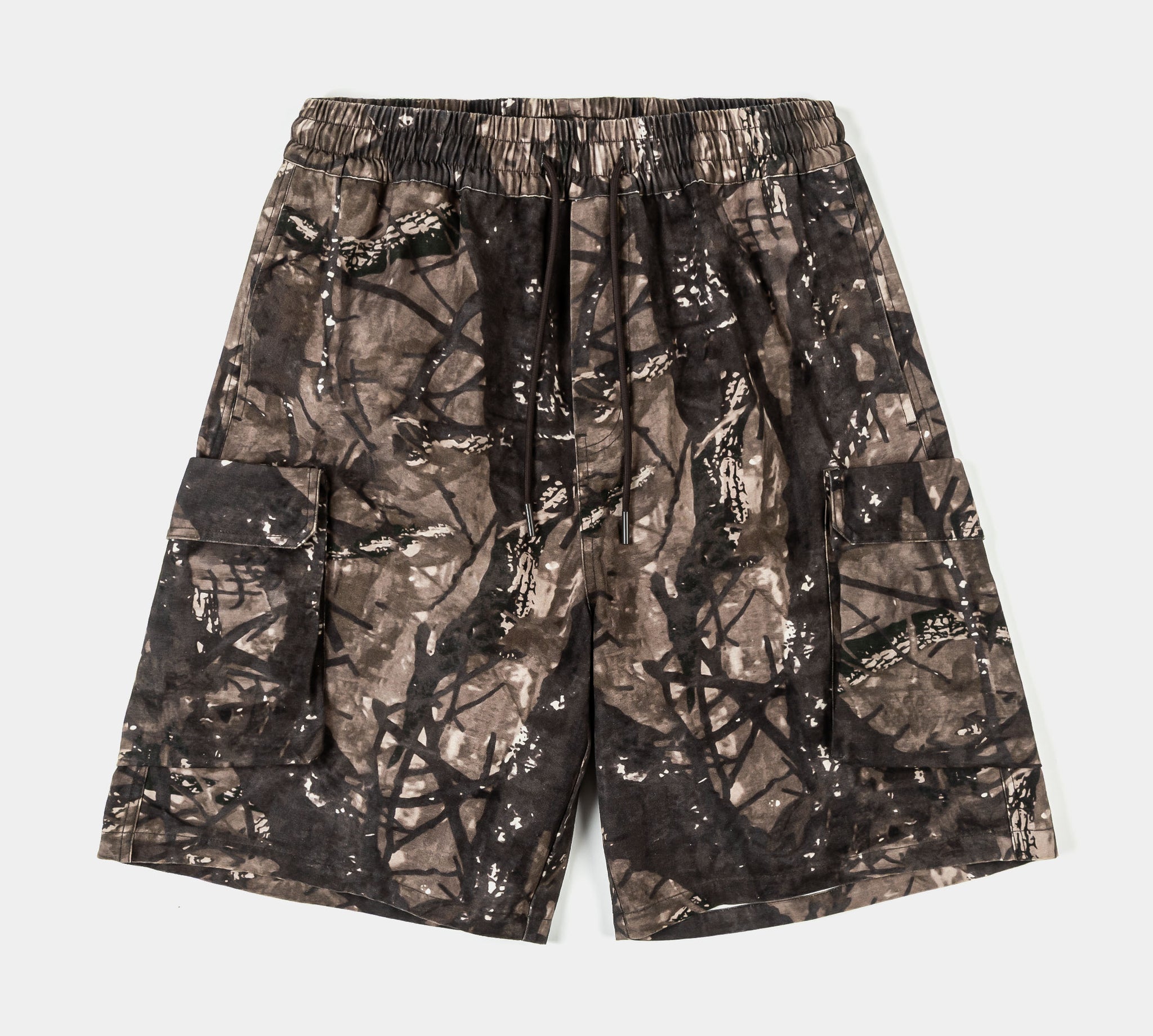 Maison Article Forest Camo Cargo Mens Shorts Grey Brown MACS203