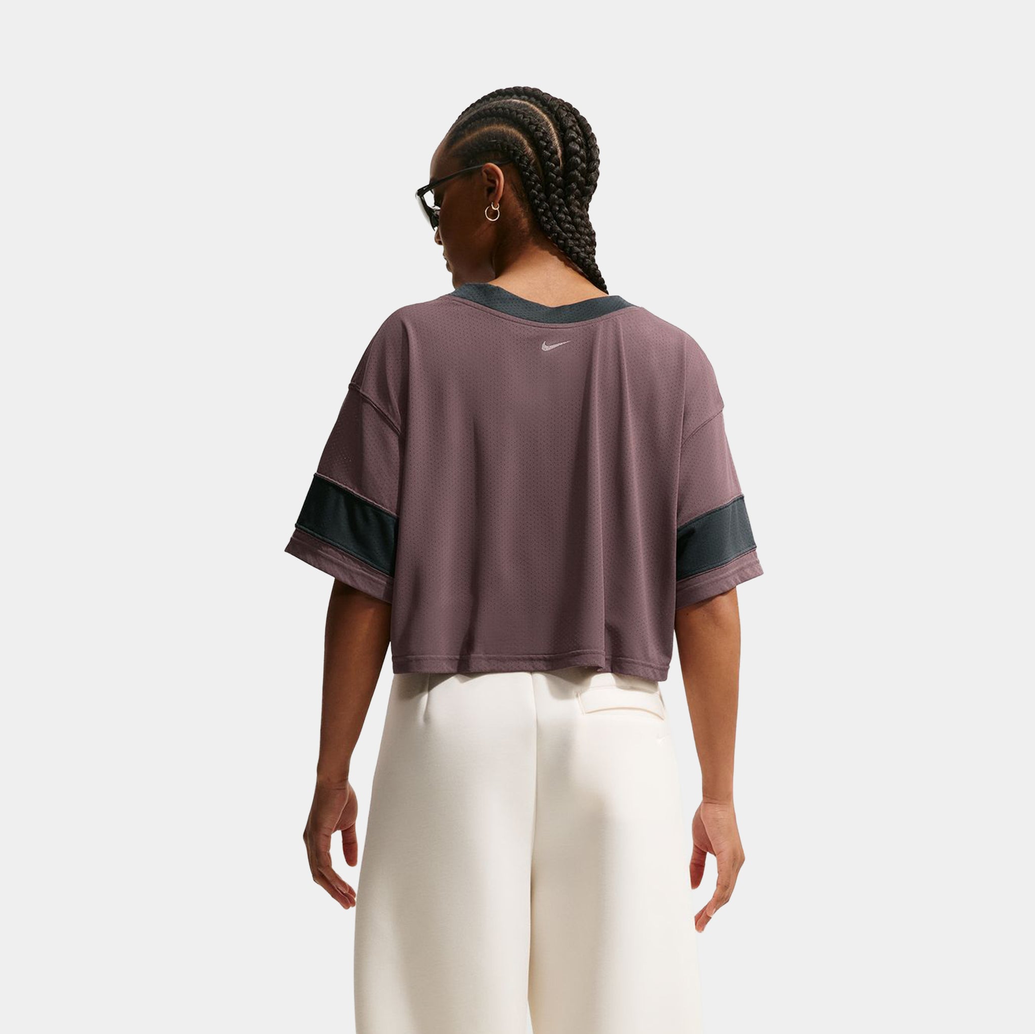 Nike NSW Oversized Cropped Womens Jersey Brown Grey IQ0063-502