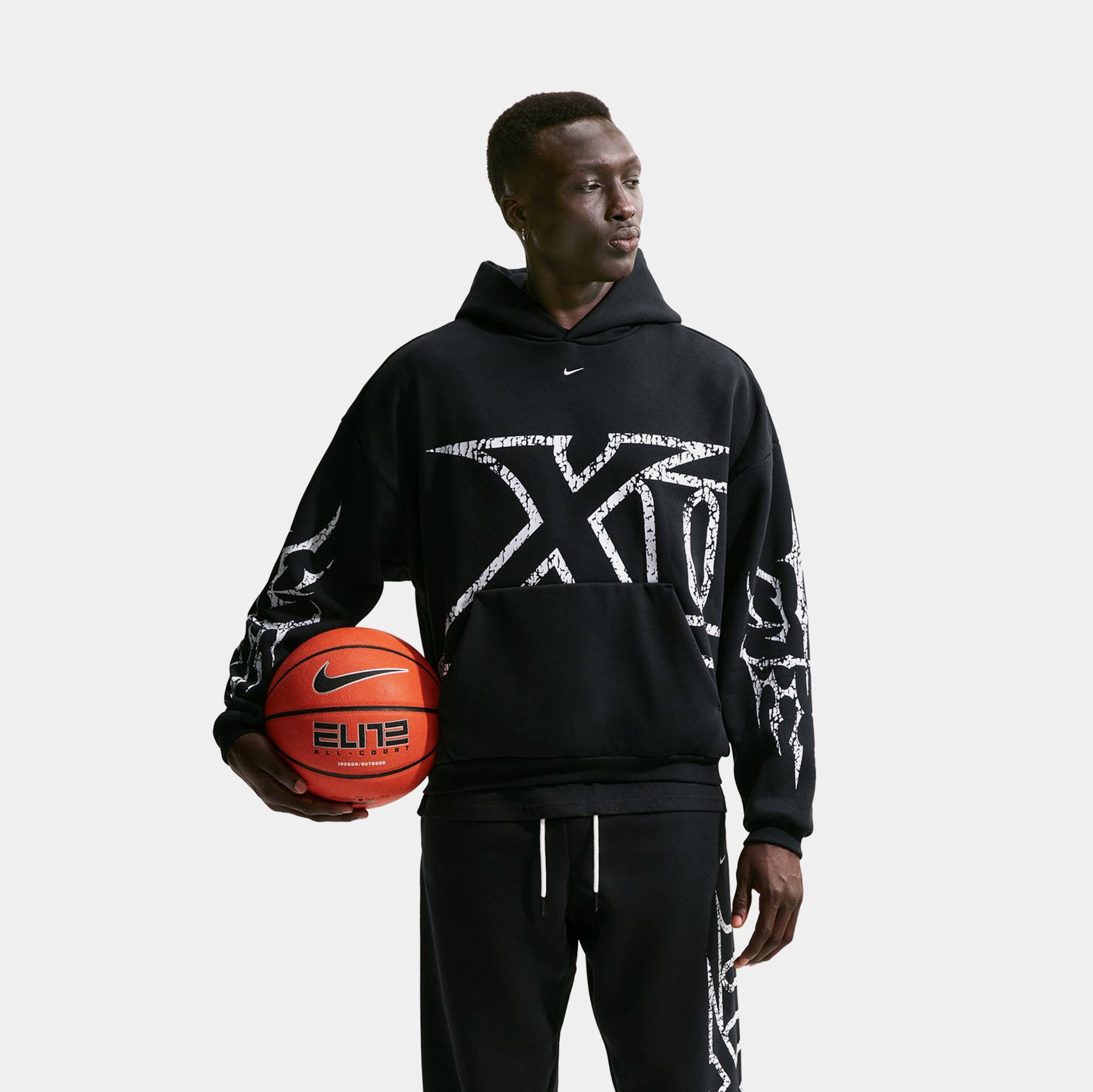 Nike Ja Therma Fit Pullover Fleece Mens Hoodie Black Vast Grey