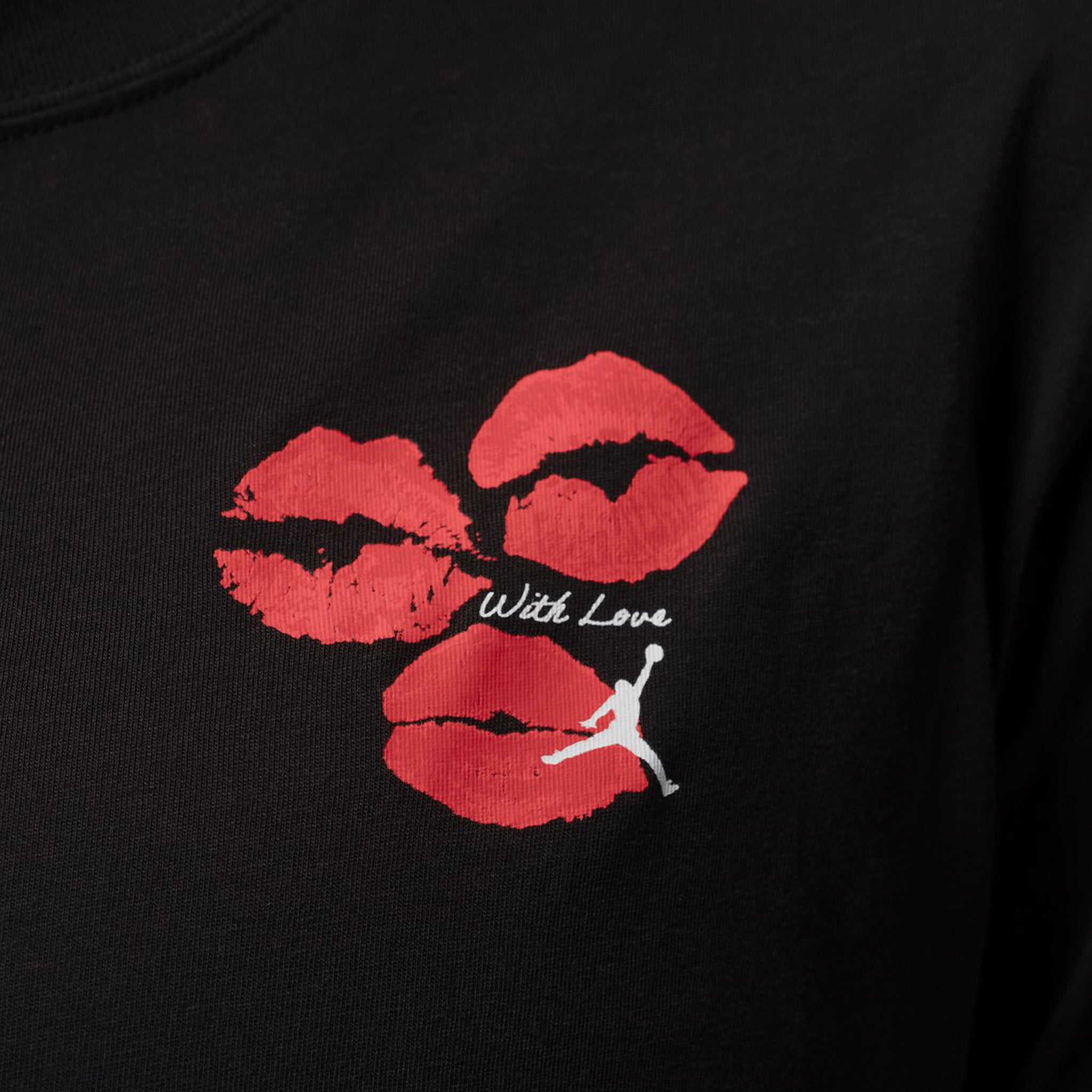 Jordan Flight Graphic Kiss Womens Short Sleeve Shirt Black White