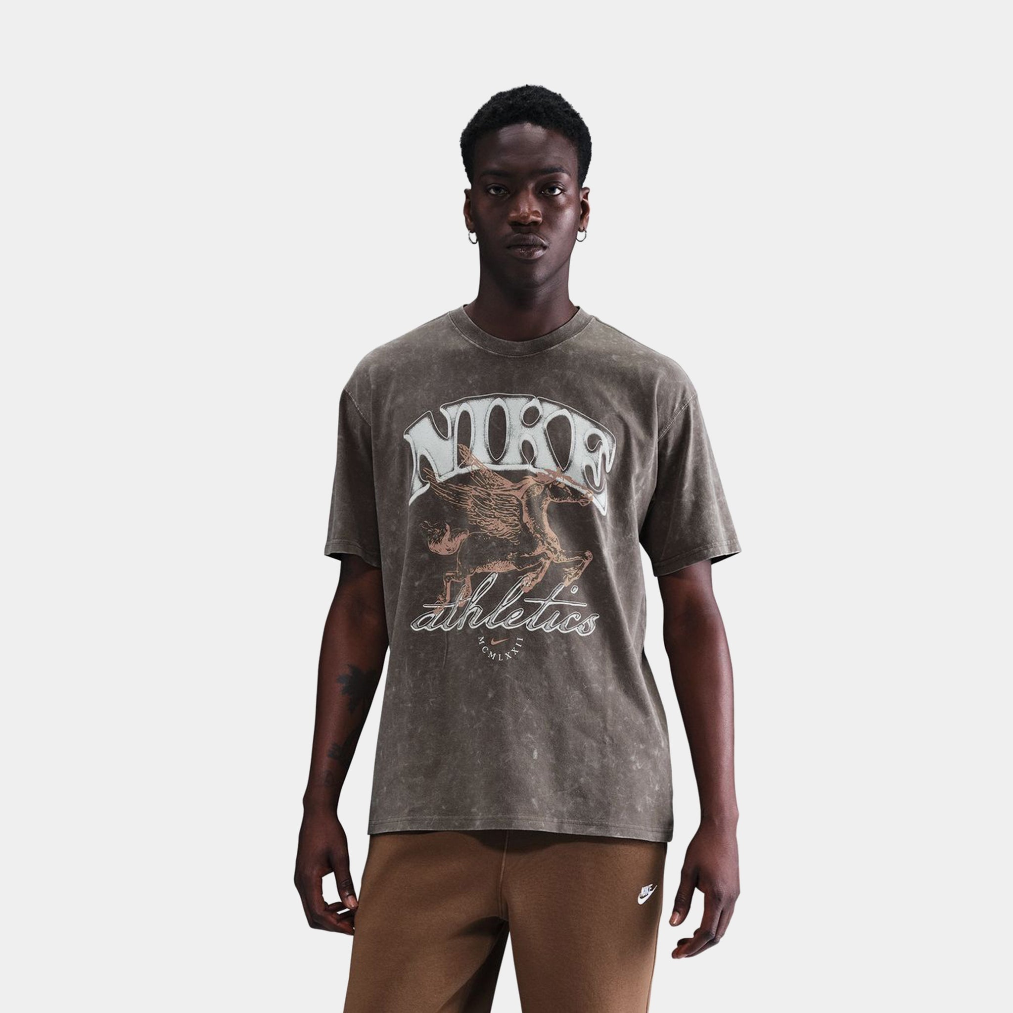 Nike NSW Max 90 Mens Short Sleeve Shirt Brown Cave Stone IH5069