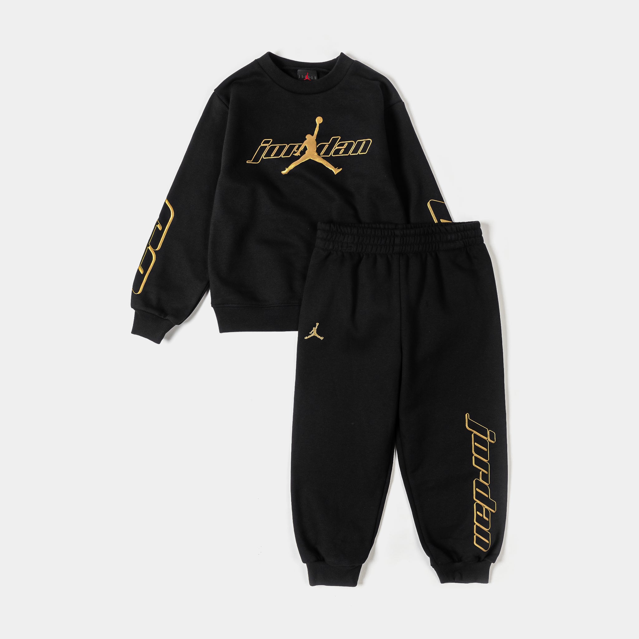 Jordan Mountainside Fleece Crew Infant Toddler Set (Black/Gold)