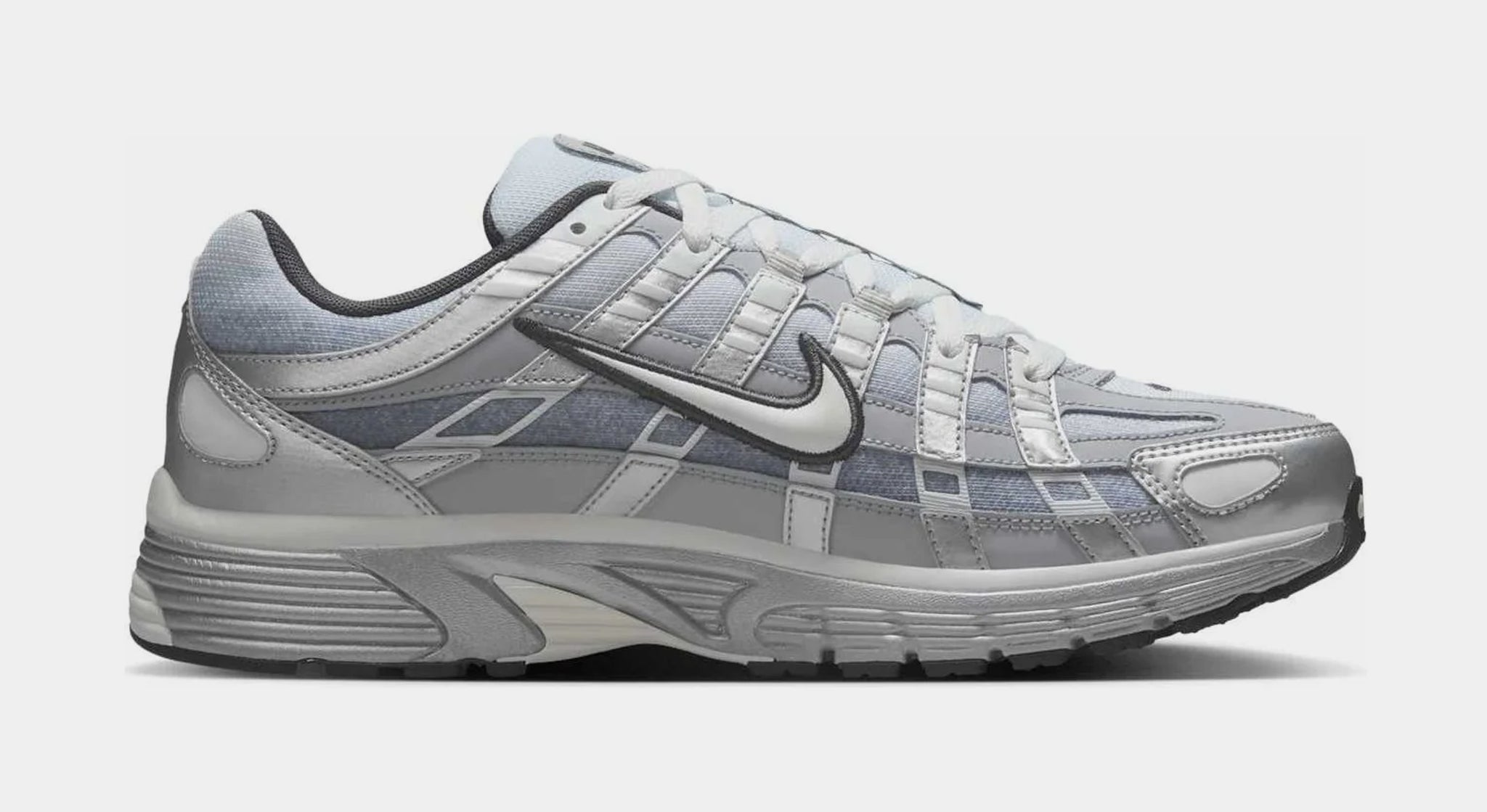 シロ様 Nike P-6000 Mens Running Shoes Metallic Silver Summit White-Wolf