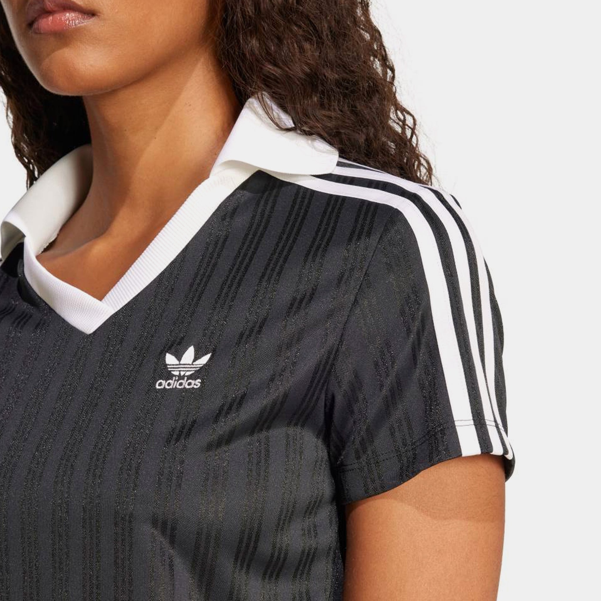 adidas Originals Crop Polo Womens Short Sleeve Shirt Black White