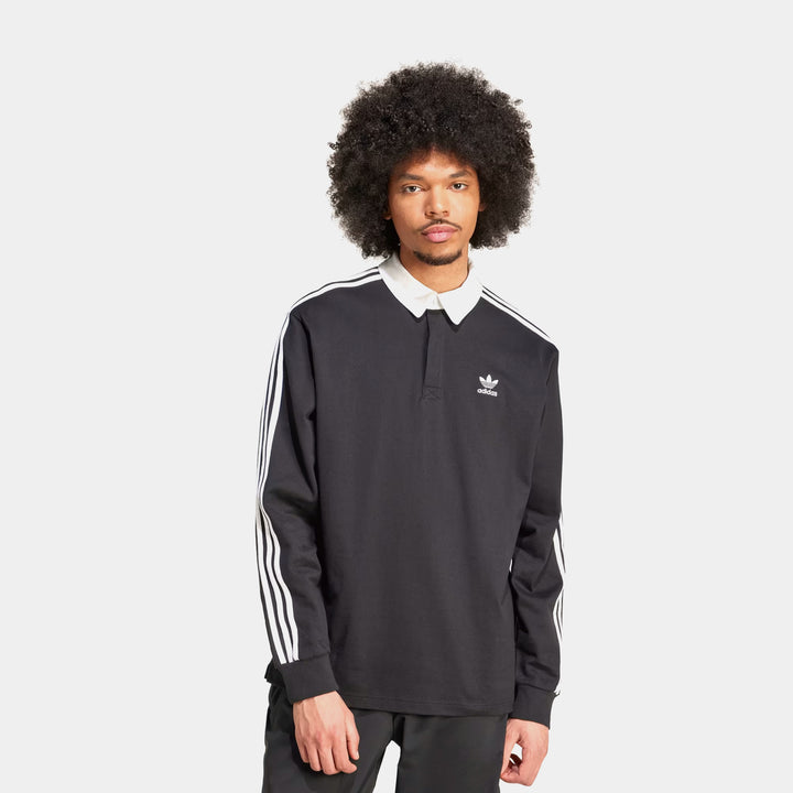 adidas Adicolor Polar Fleece Mens Long Sleeve Shirt Black White