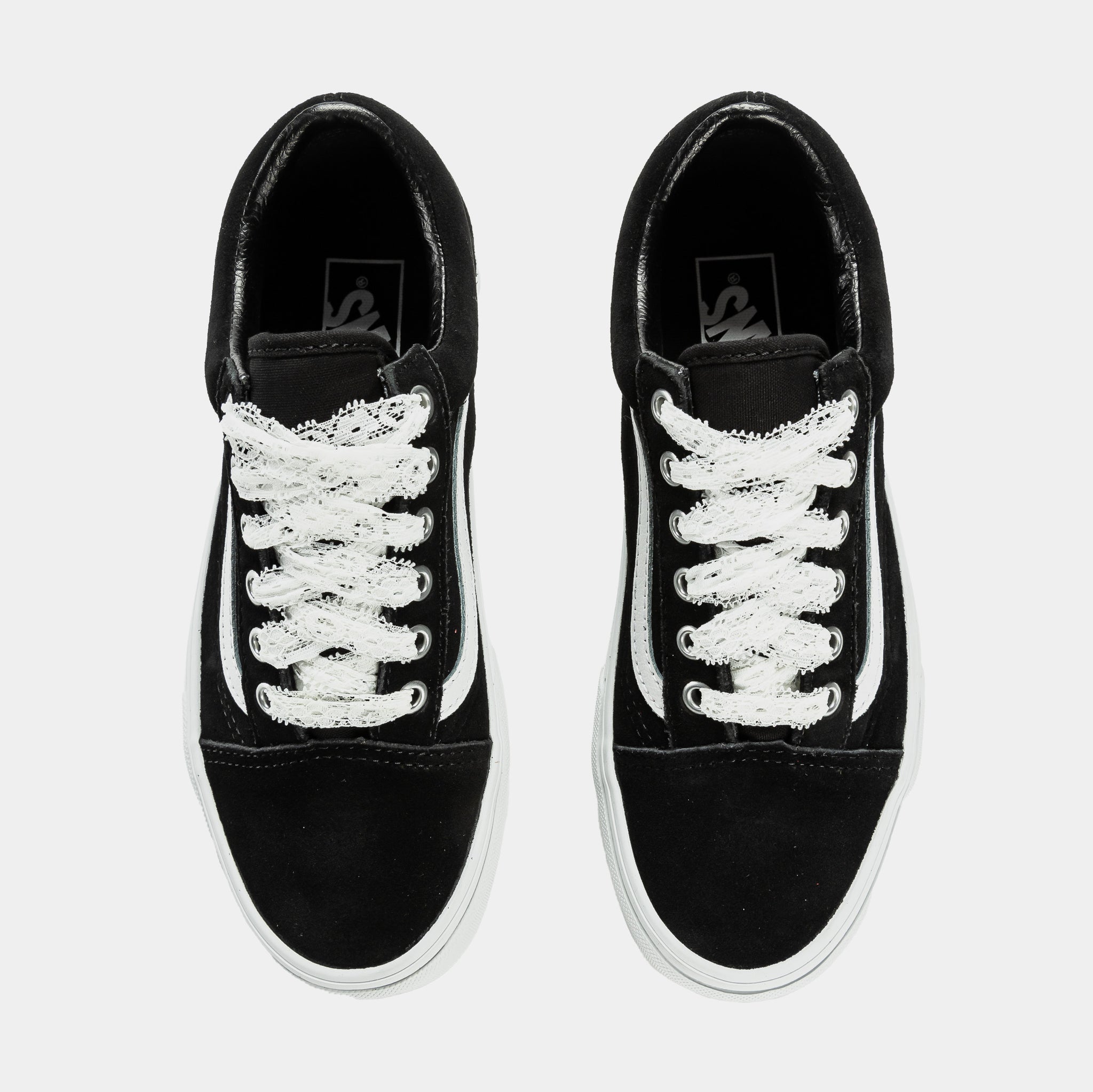 Vans Old Skool Pop Lace Womens Lifestyle Shoes Black White E8WCJK 