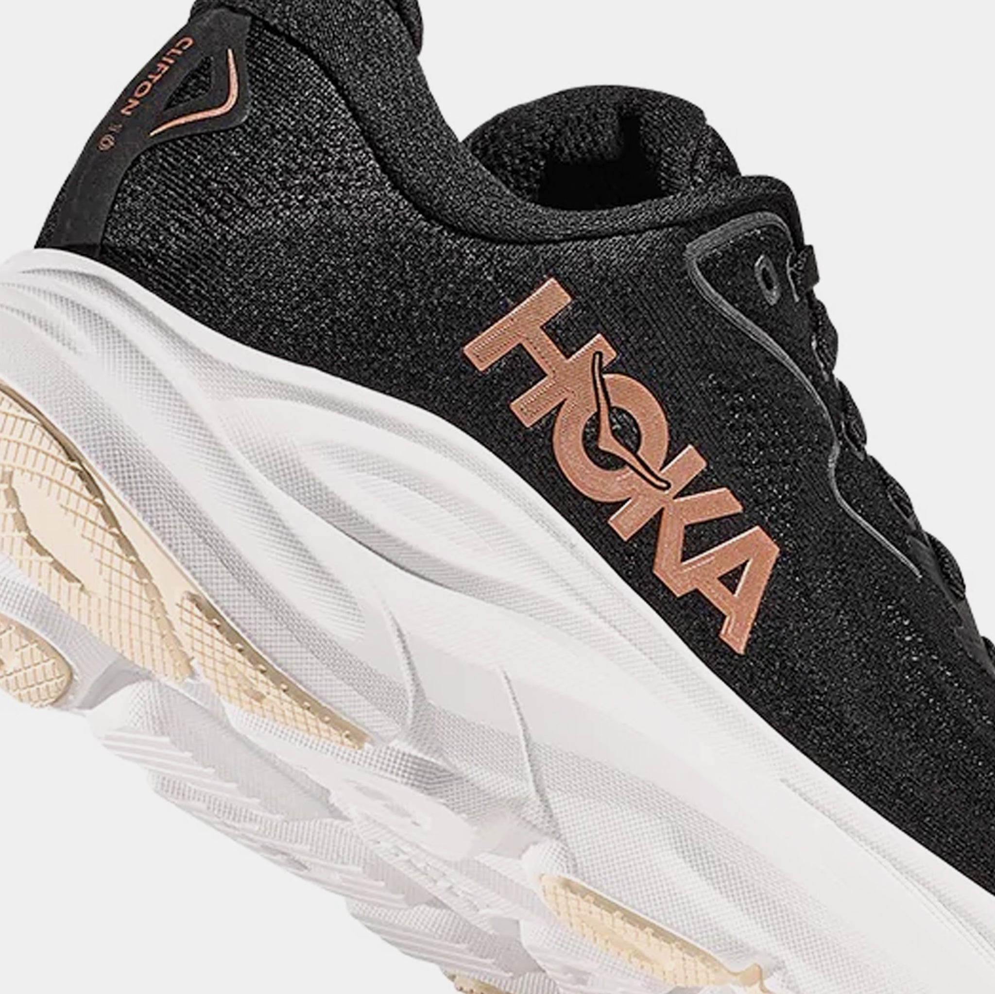 Hoka Clifton 10 Womens Running Shoes Black Rose Gold 1162031-BRGL