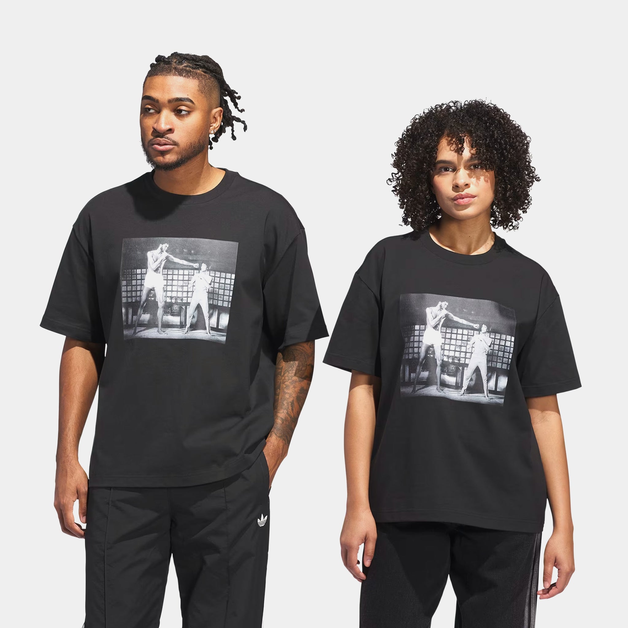 adidas Bruce Lee Icon Mens Short Sleeve Shirt Black White JZ7911 