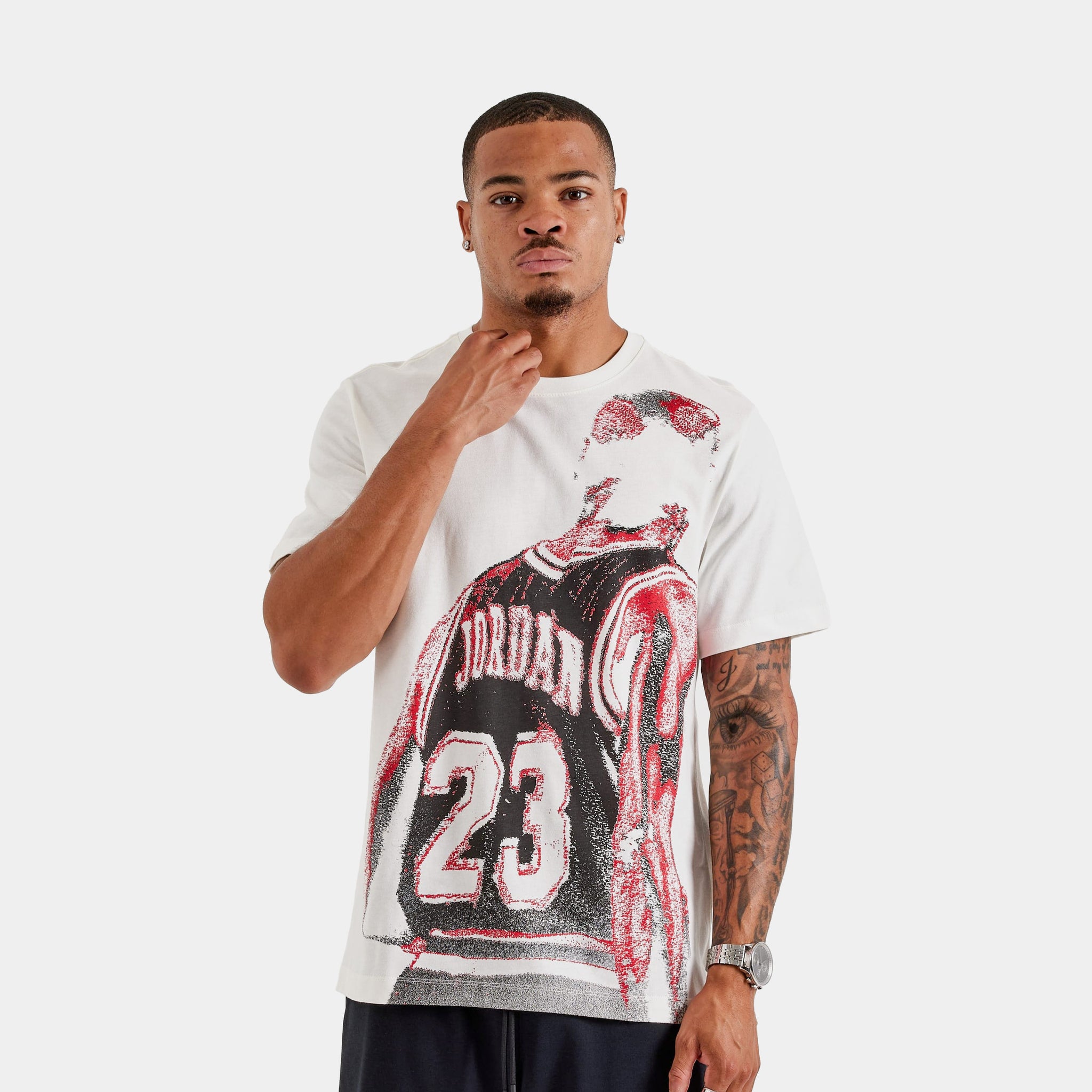 Jordan Air Jordan 23 Graphic Mens Short Sleeve Shirt Beige Red