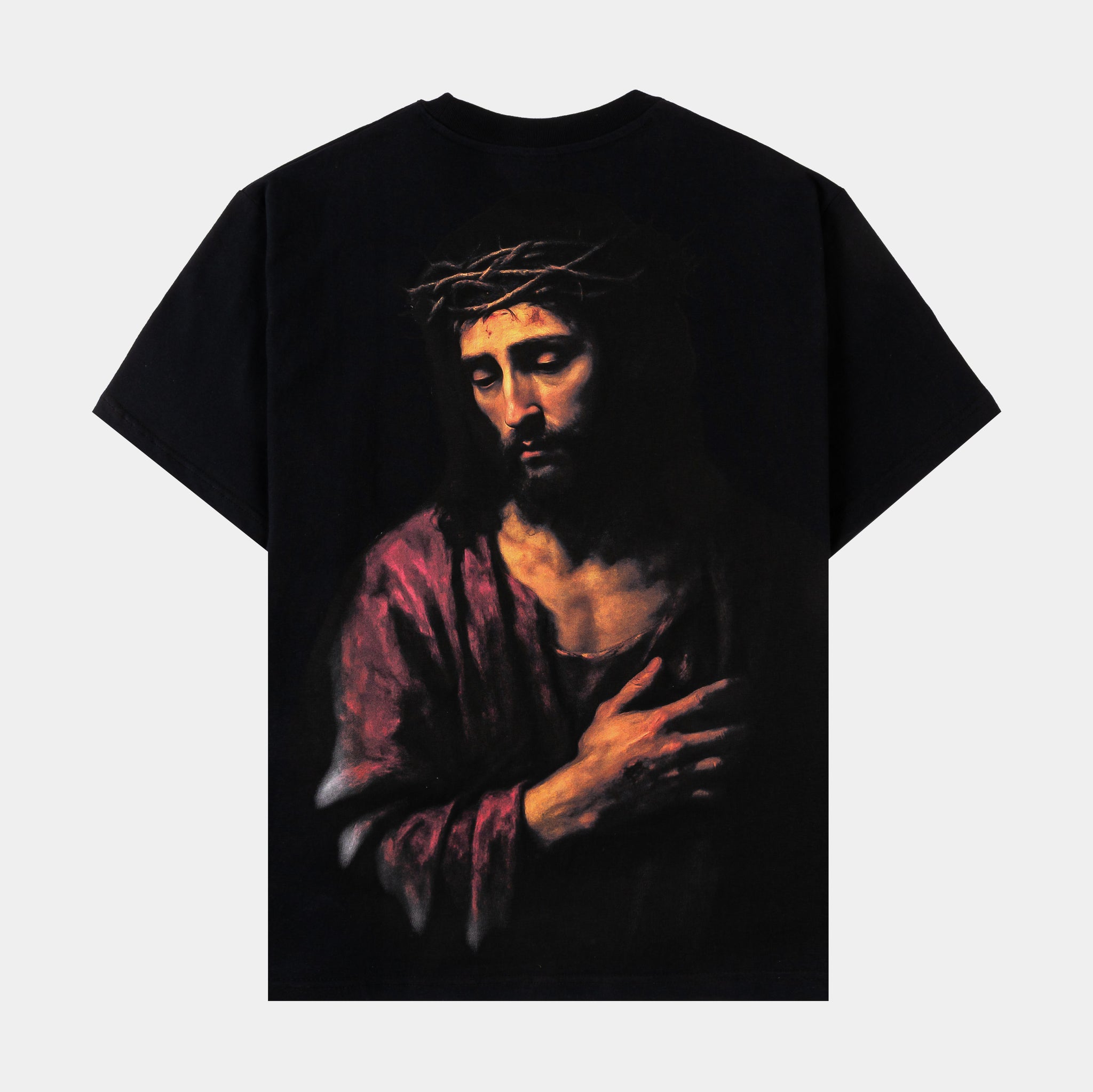 Original Sin Jesus Letters Mens Short Sleeve Shirt Black Red