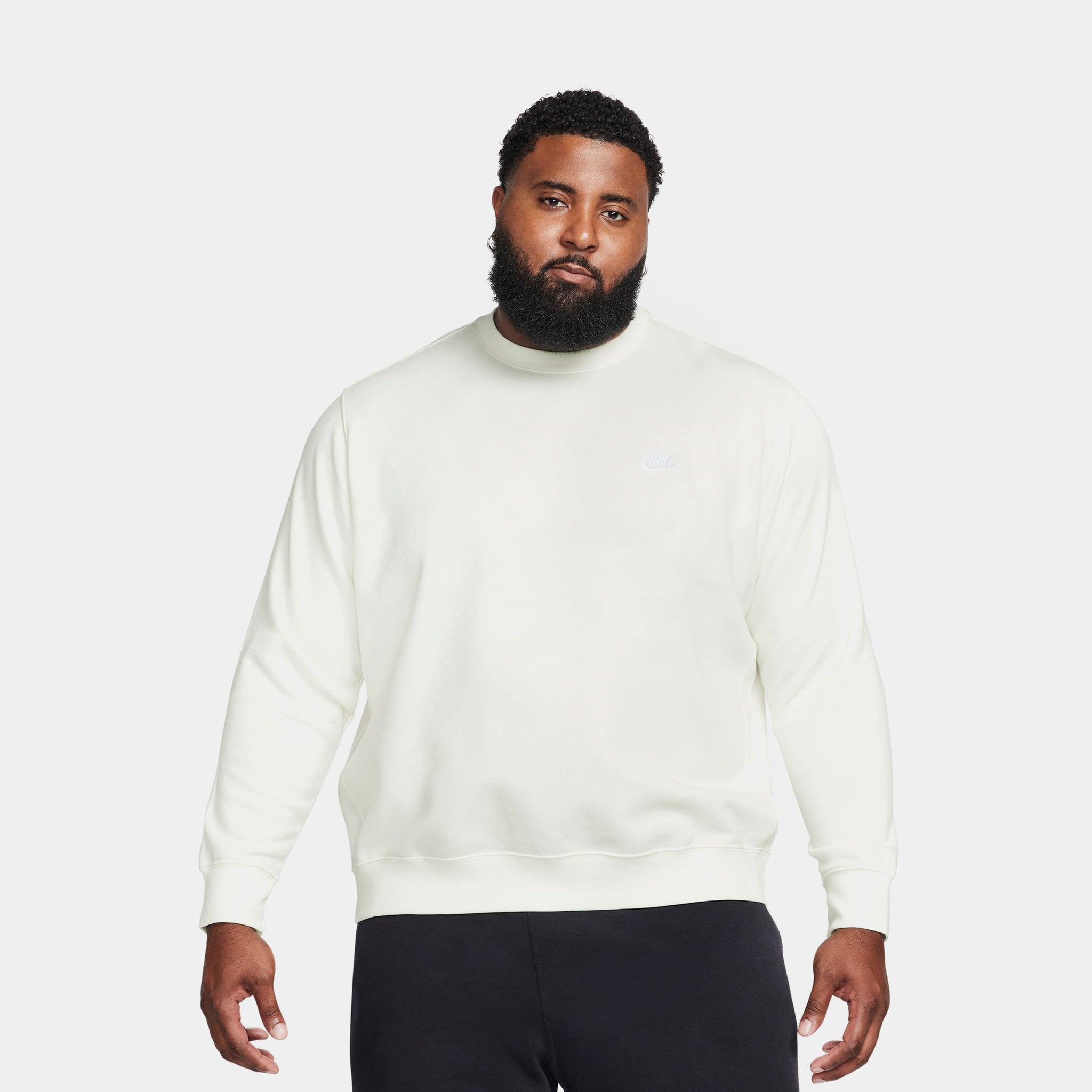 nike club fleece crew white
