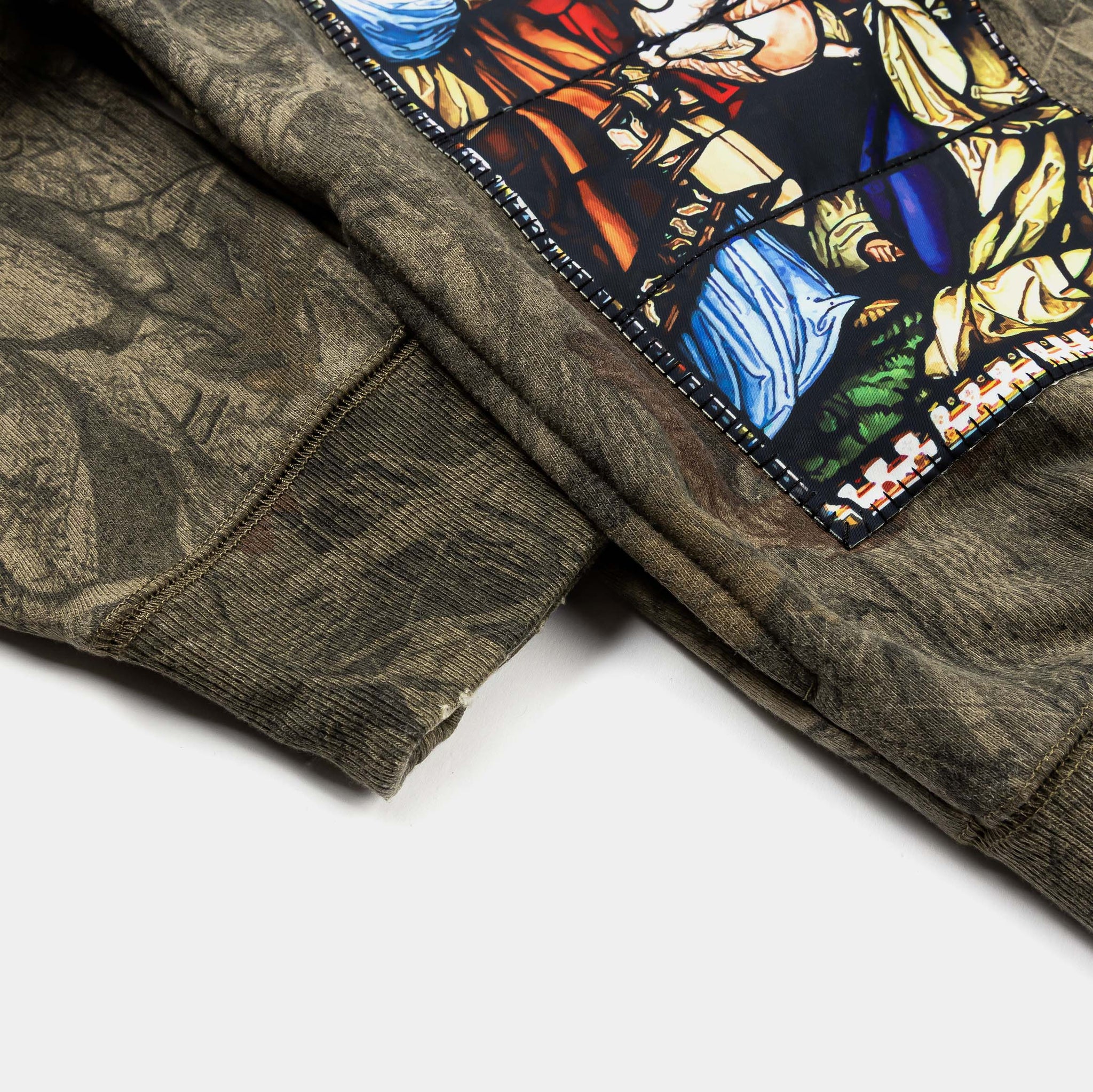 Maison Article Stained Glass Camo Fleece Zip Up Mens Hoodie Brown