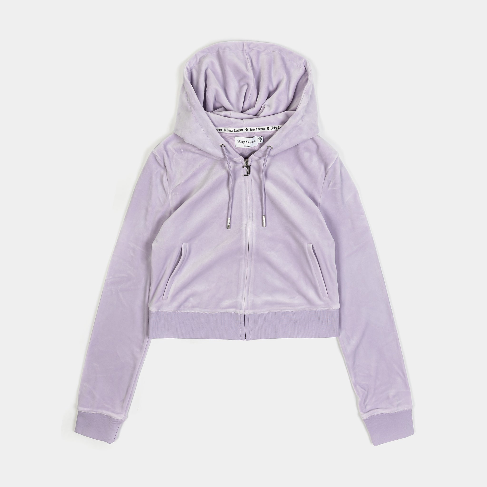 juicy Juicy Couture OG Bling Velour Full Zip Womens Hoodie Violet