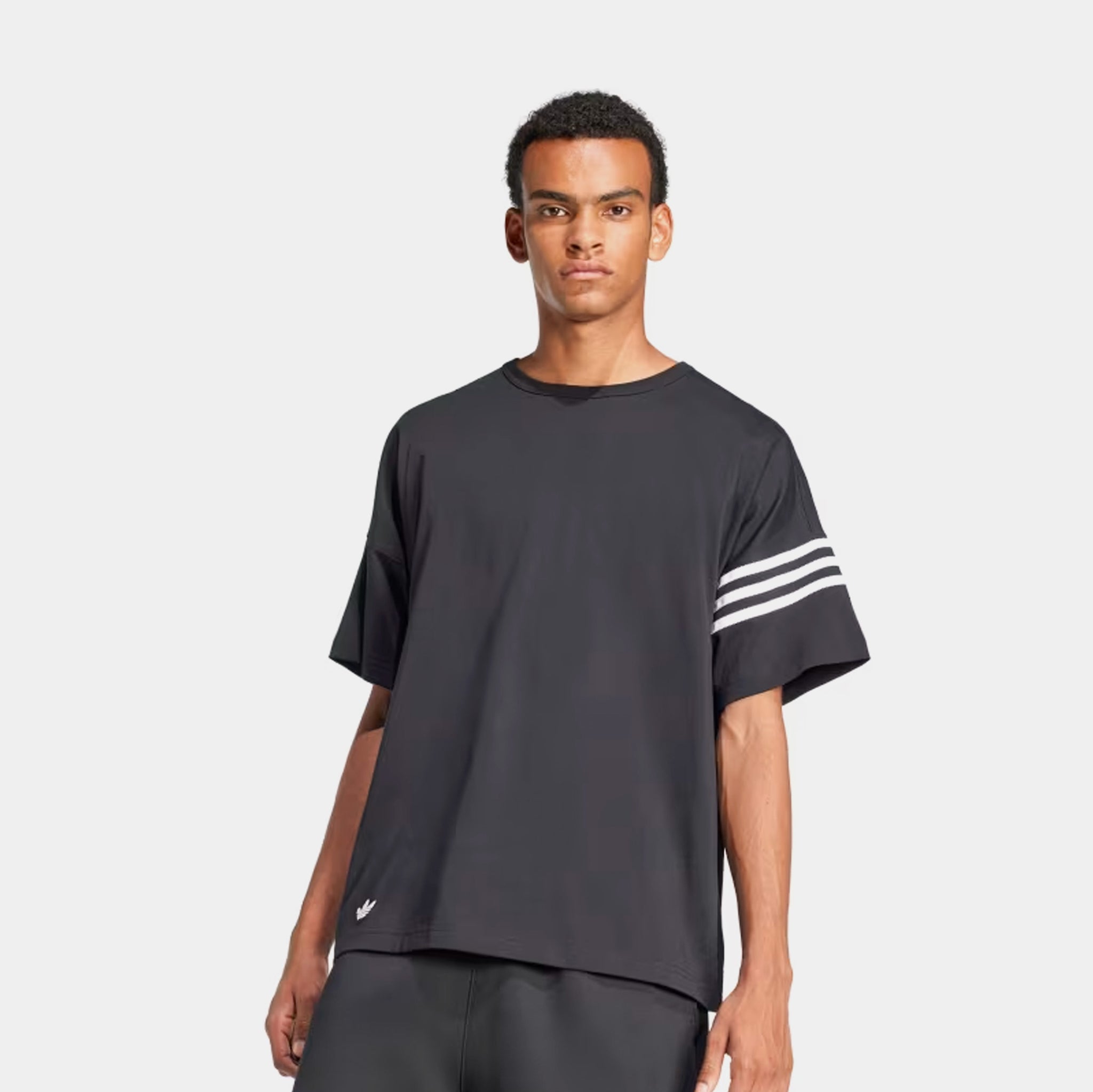 adidas Neuclassics 3 Stripes Mens Short Sleeve Shirt Black White