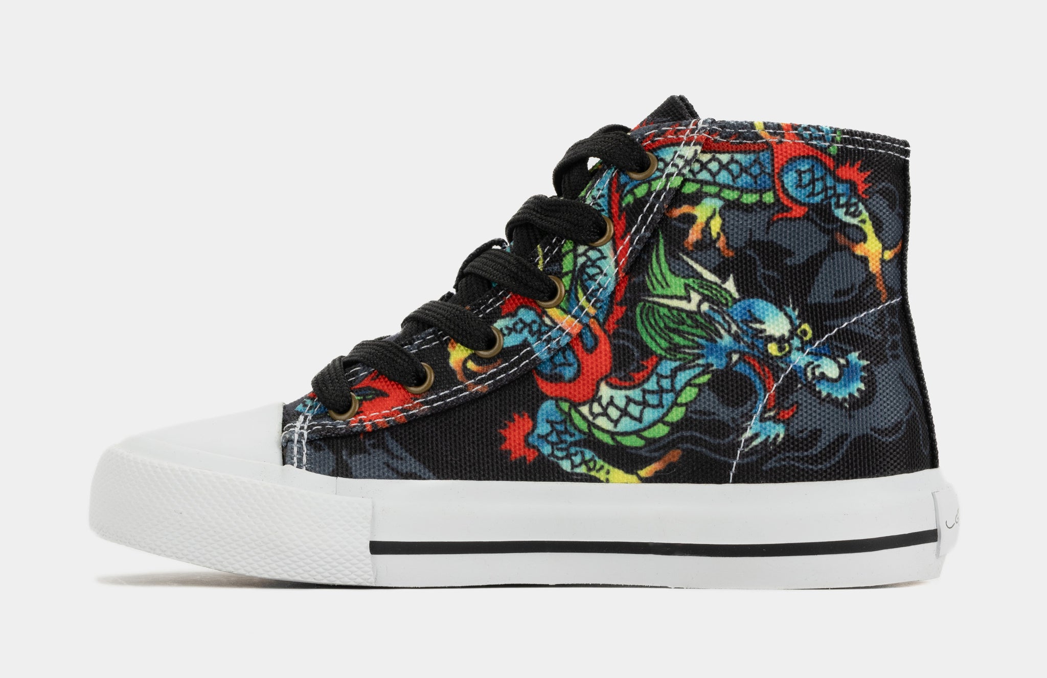 Ed Hardy Dragon Tattoo High Top Preschool Lifestyle Shoes (Black/White)