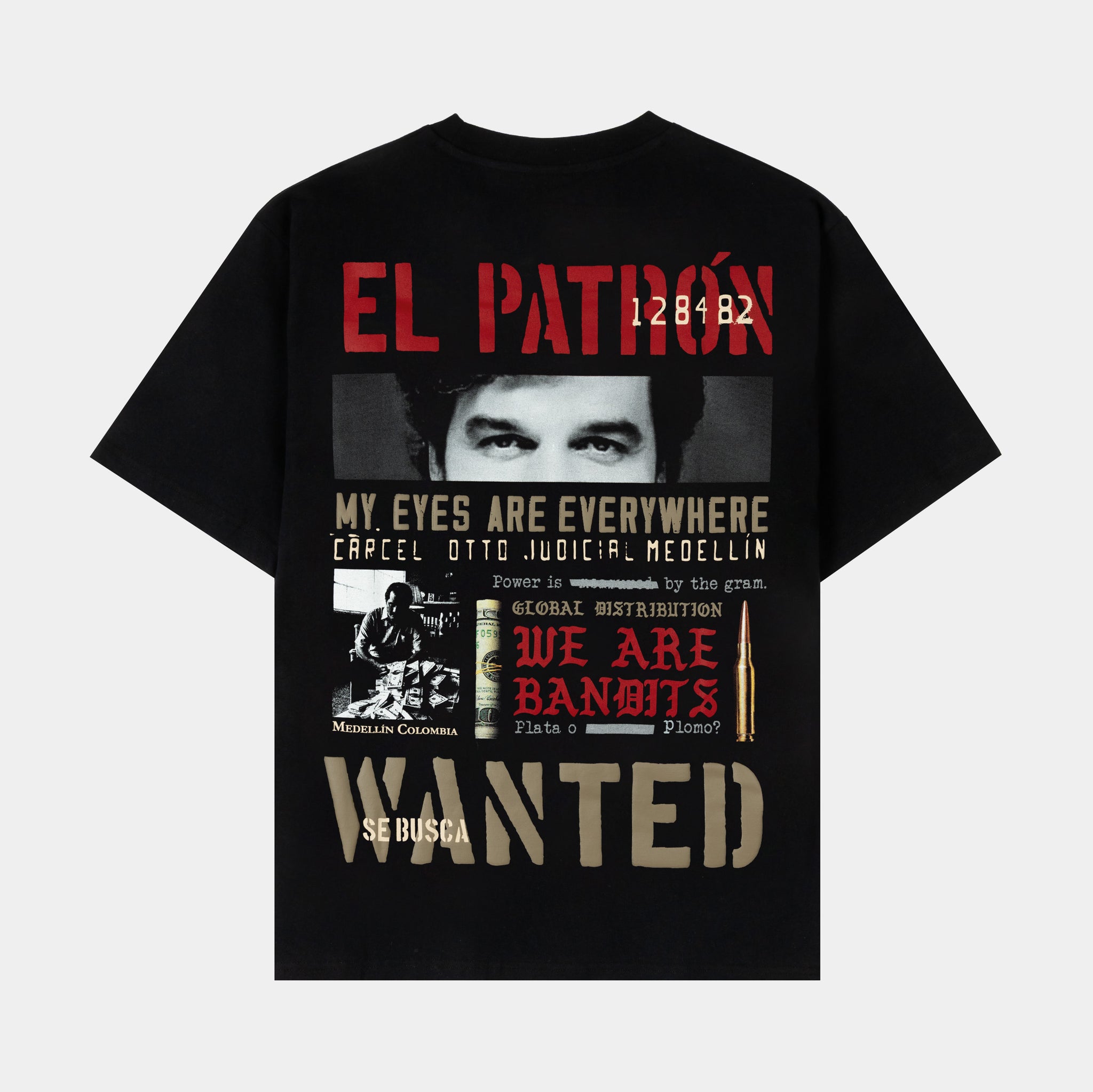 Shoe Palace SP x Narcos Wanted Mens Short Sleeve Shirt Black Red 
