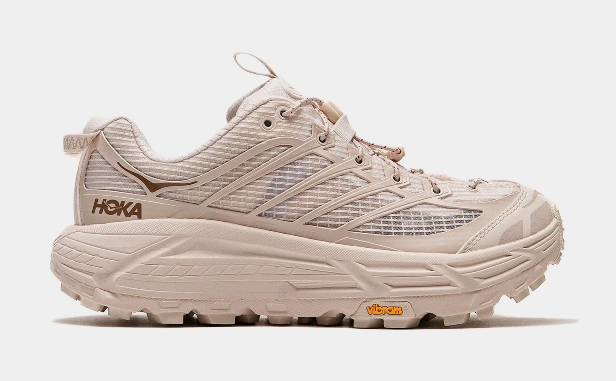 Hoka Mafate Three 2 Grid Womens Running Shoes Rose Cream Stucco 