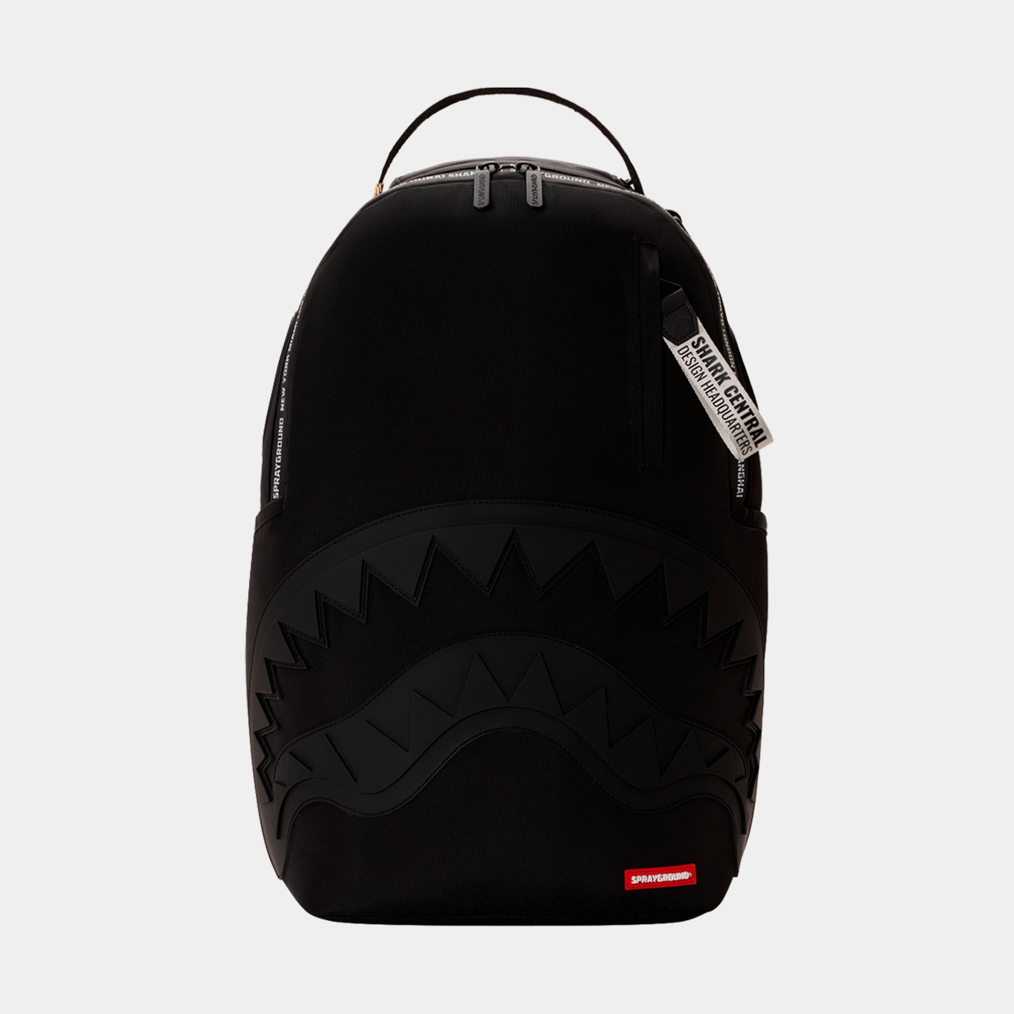Sprayground Shark Central Printed Zip Mens Backpack Black
