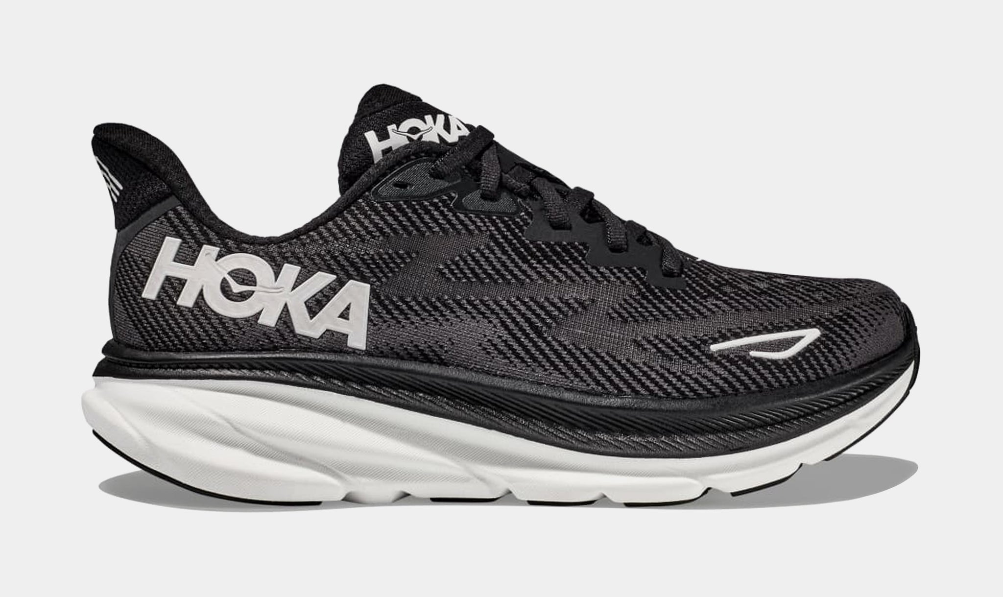 Hoka Clifton 9 Womens Running Shoes Black White Final Sale 1127896