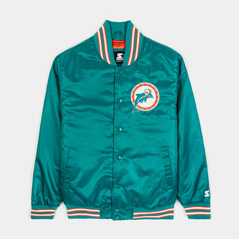 Dolphins レザー ジャケット NFL Officially Licensed NFL Sequin Logo Faux Leather Bomber
