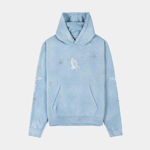 Original Sin Mary Prayer Rhinestone Pullover Fleece Mens Hoodie