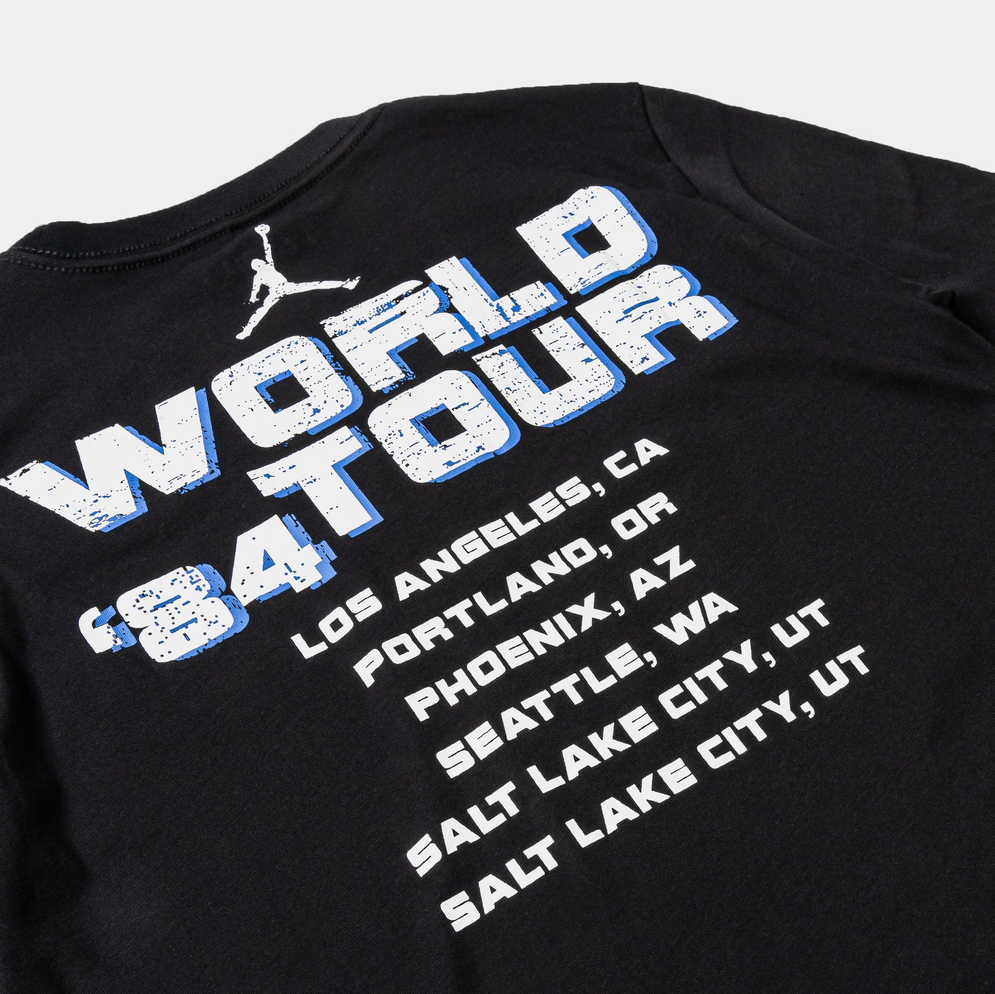 Jordan World Tour 84 Grade School Short Sleeve Shirt Black Blue