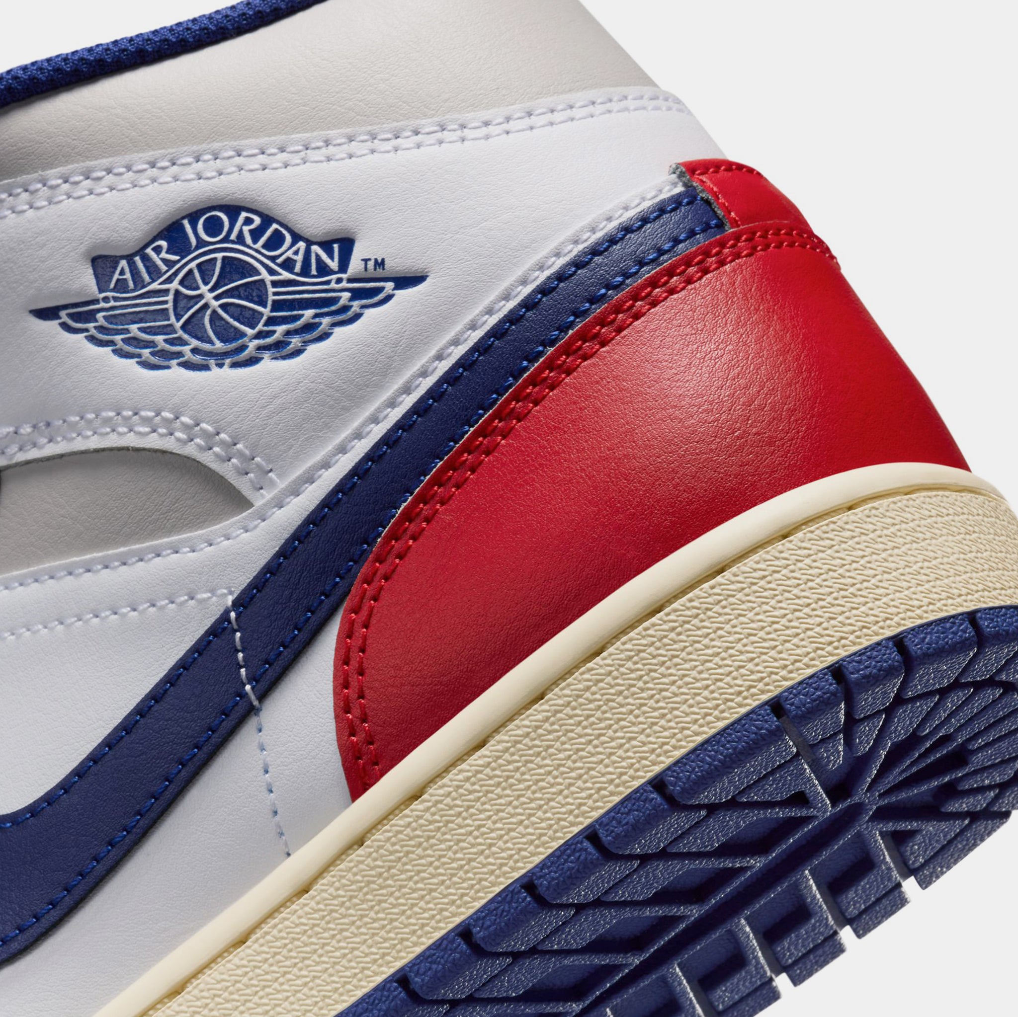 Jordan Air Jordan 1 Mid Mens Basketball Shoes White Deep Royal 