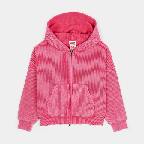 Sacré Washed Pink Knit Full Zip Womens Hoodie Washed Pink