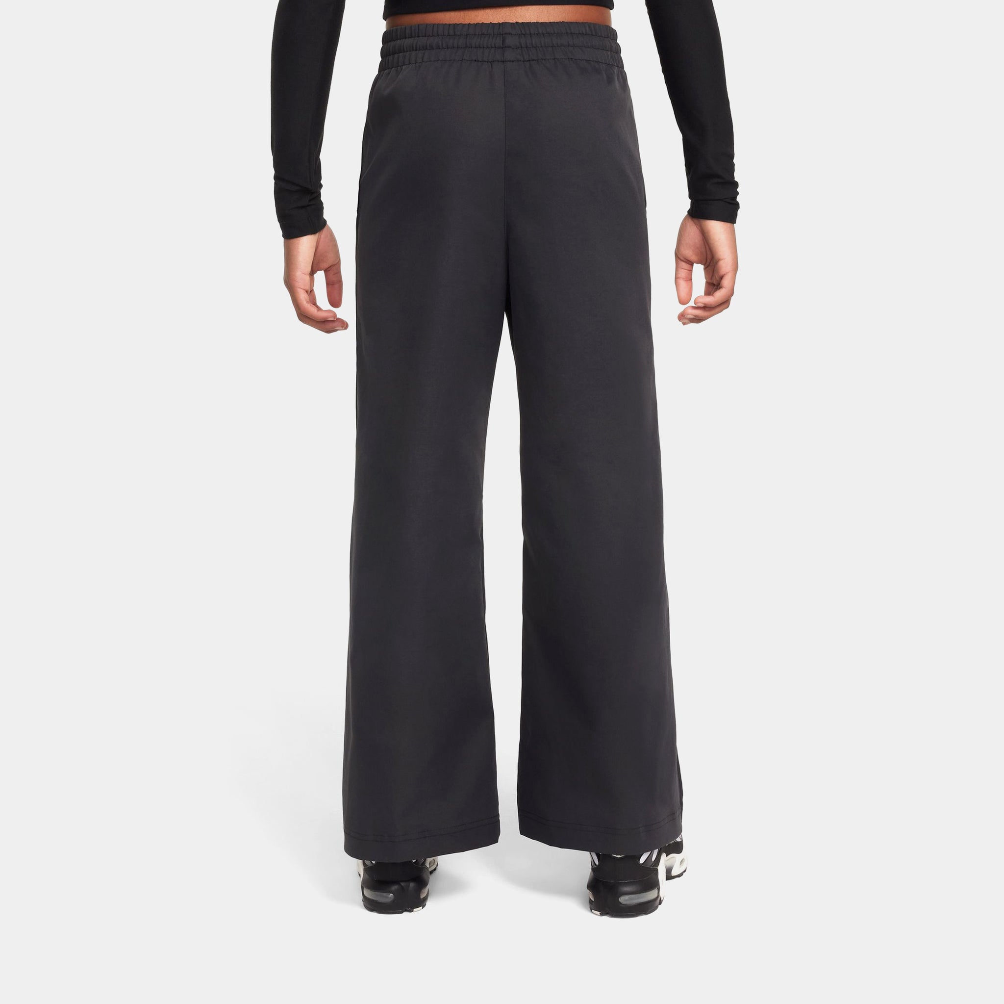 Nike NSW Woven Wide Leg Grade School Pants Black White HQ9401-010