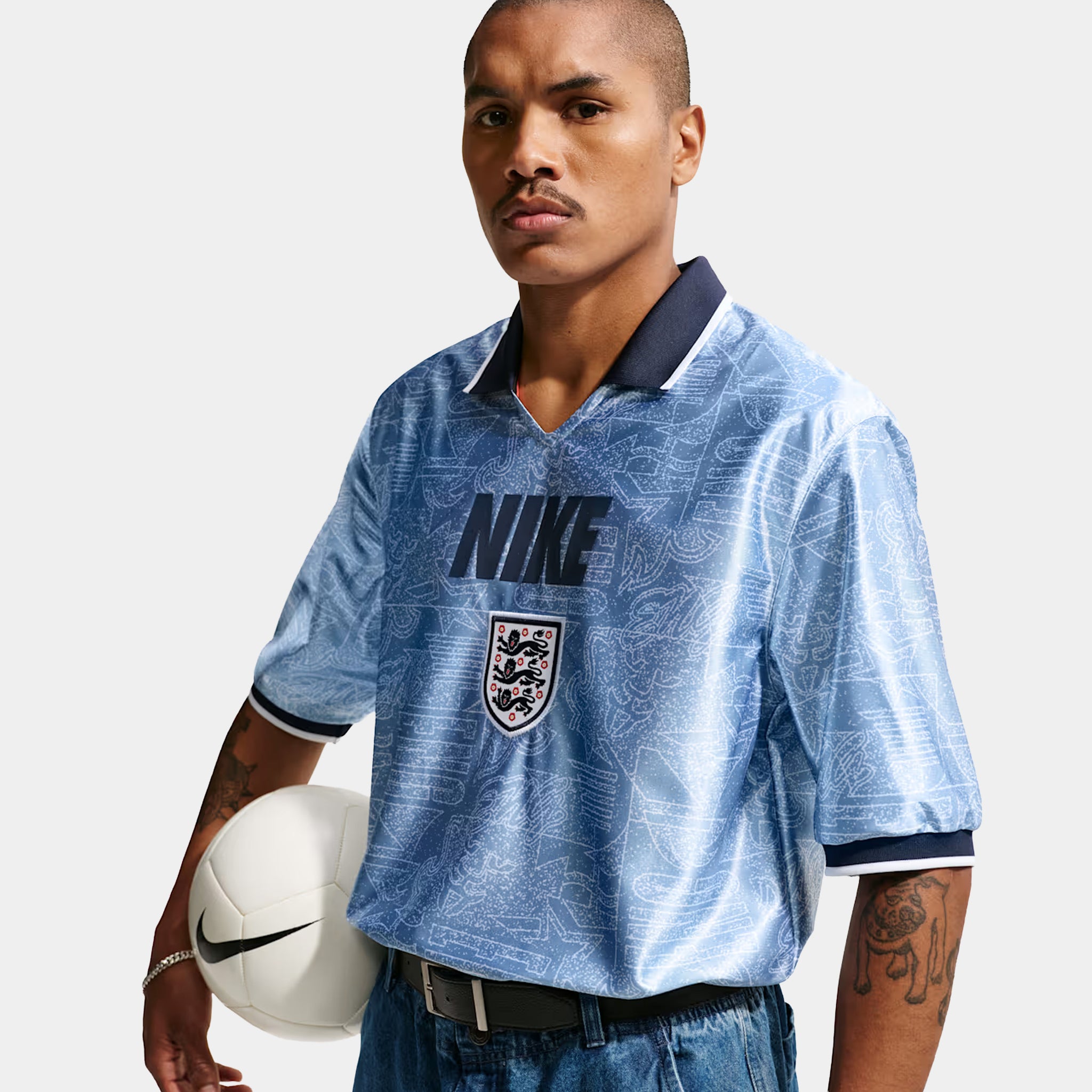 Nike England Energy Dri Fit Soccer Mens Jersey Work Blue White