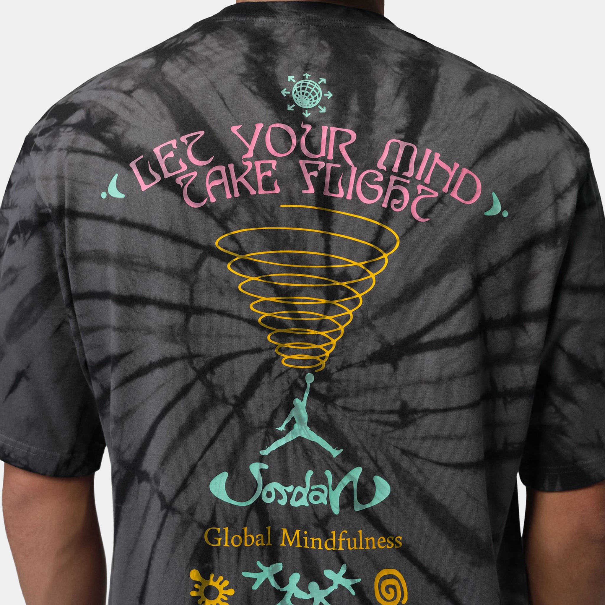 Jordan Brooklyn Tie Dye Festival Mens Short Sleeve Shirt Iron Grey