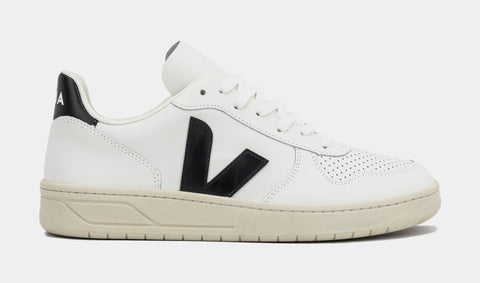 Veja V-10 Sneaker Men\'s Sz 8.5 White Black Leather Casual Shoes VX0200005B Veja V-10 Leather Mens Lifestyle Shoes White Black  main image 2